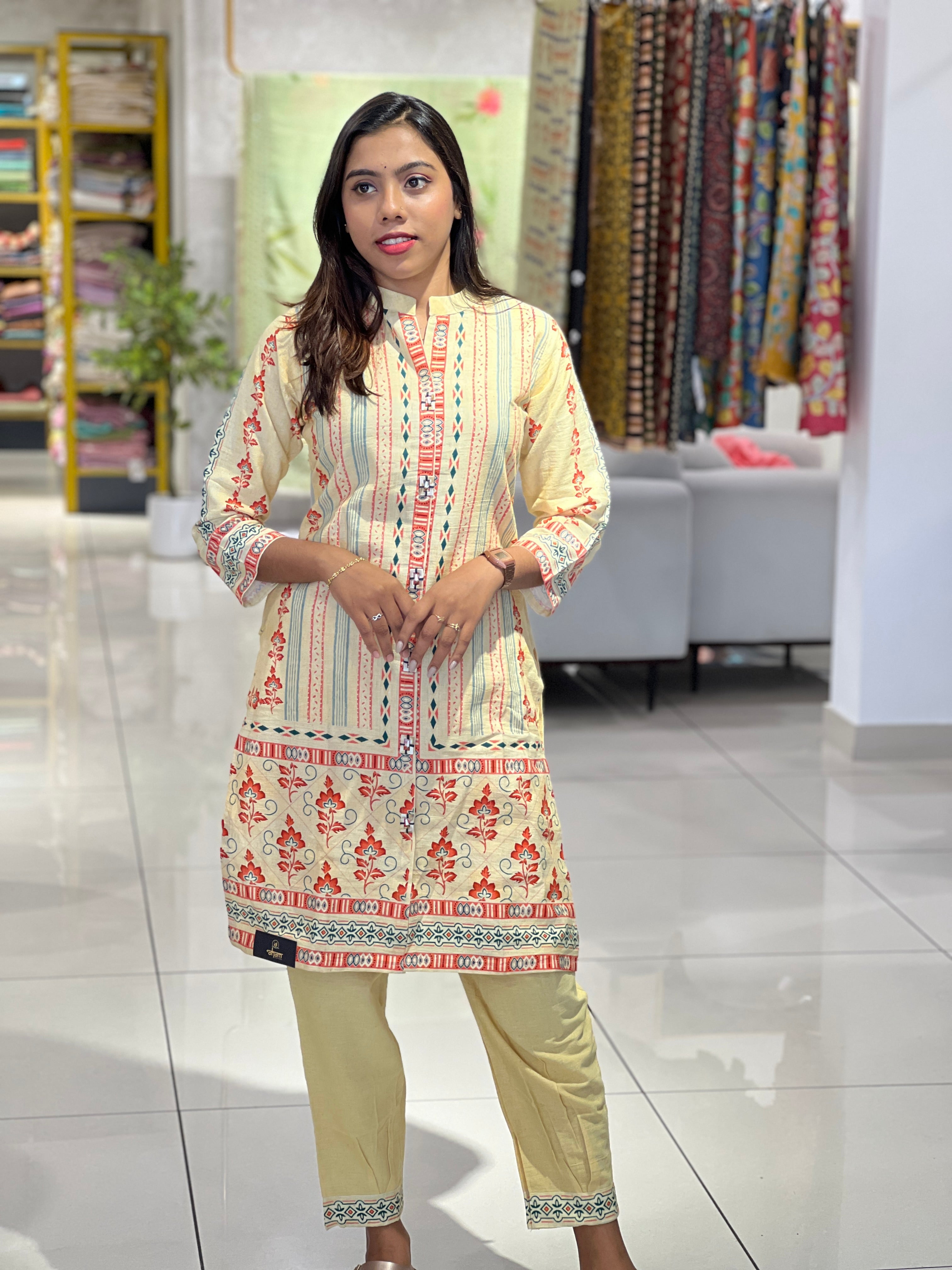 Digital Printed Cotton Kurta Set | AFD104