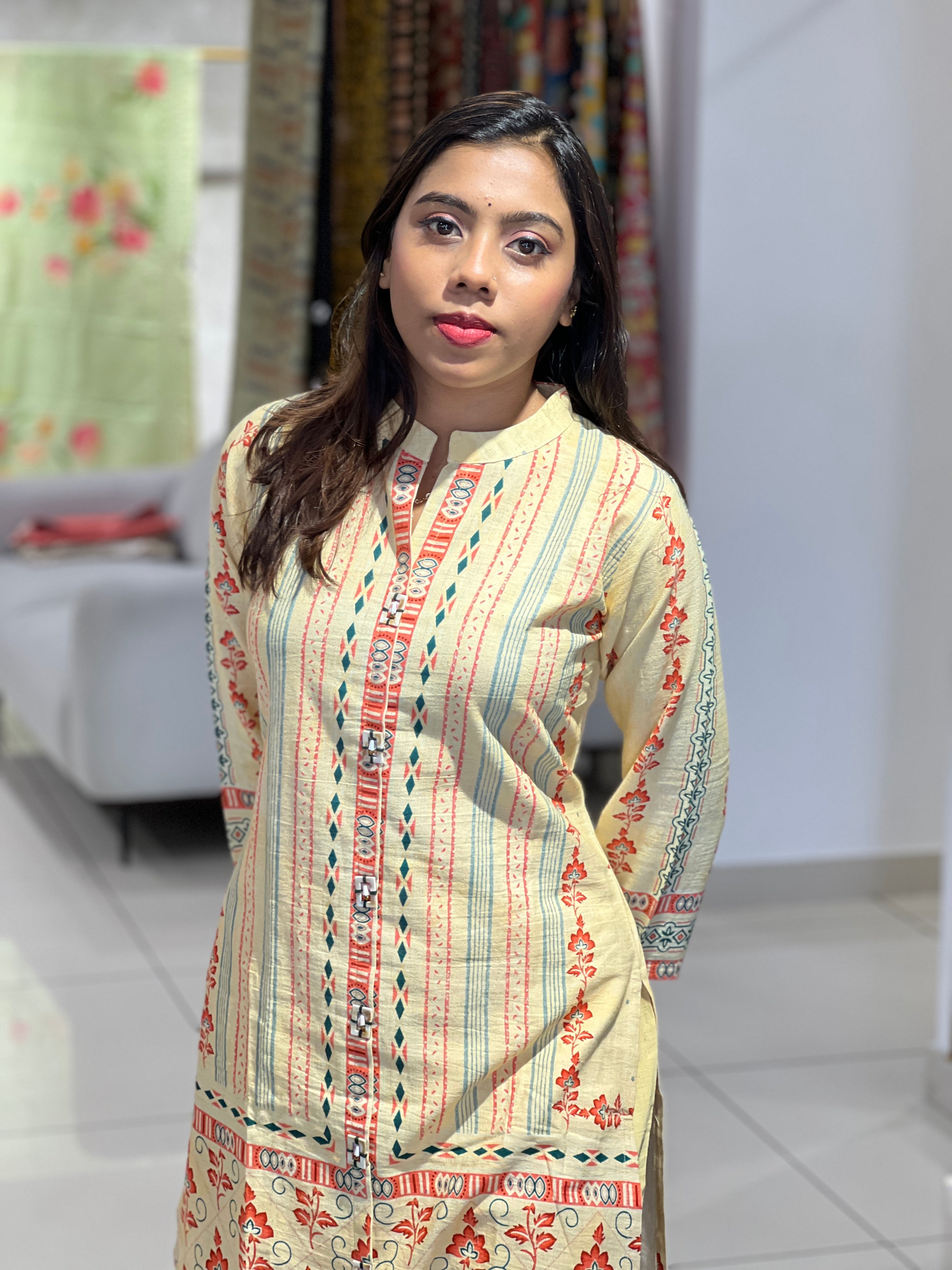 Digital Printed Cotton Kurta Set | AFD104