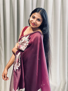 Floral Placement Embroidered Shimmer Organza Saree | SUN189