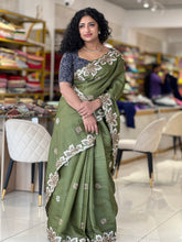 Thread Embroidered Tussar Saree | SHC190