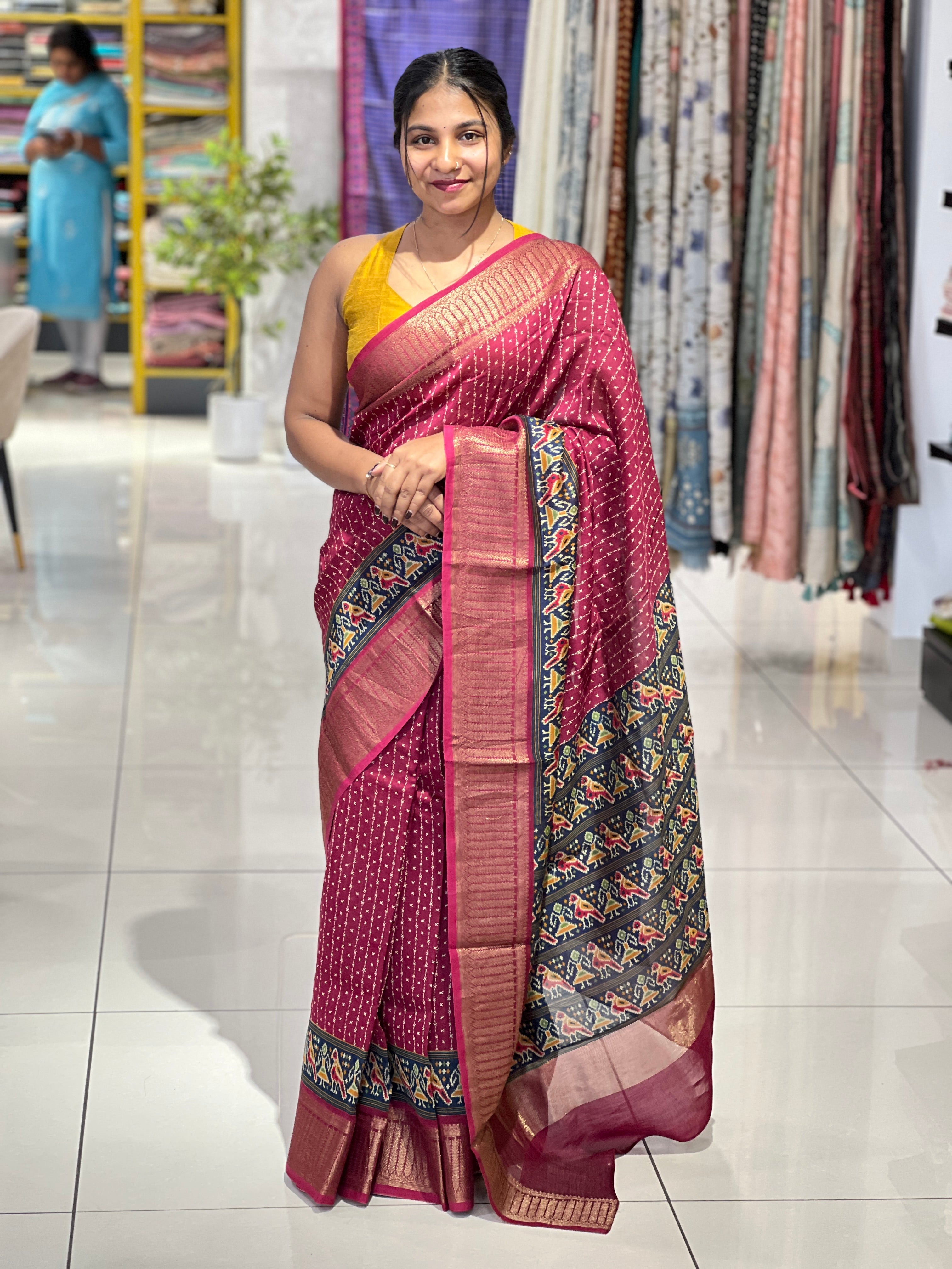 Patola Print With Banarasi Detailed Chanderi Saree | RGD974R