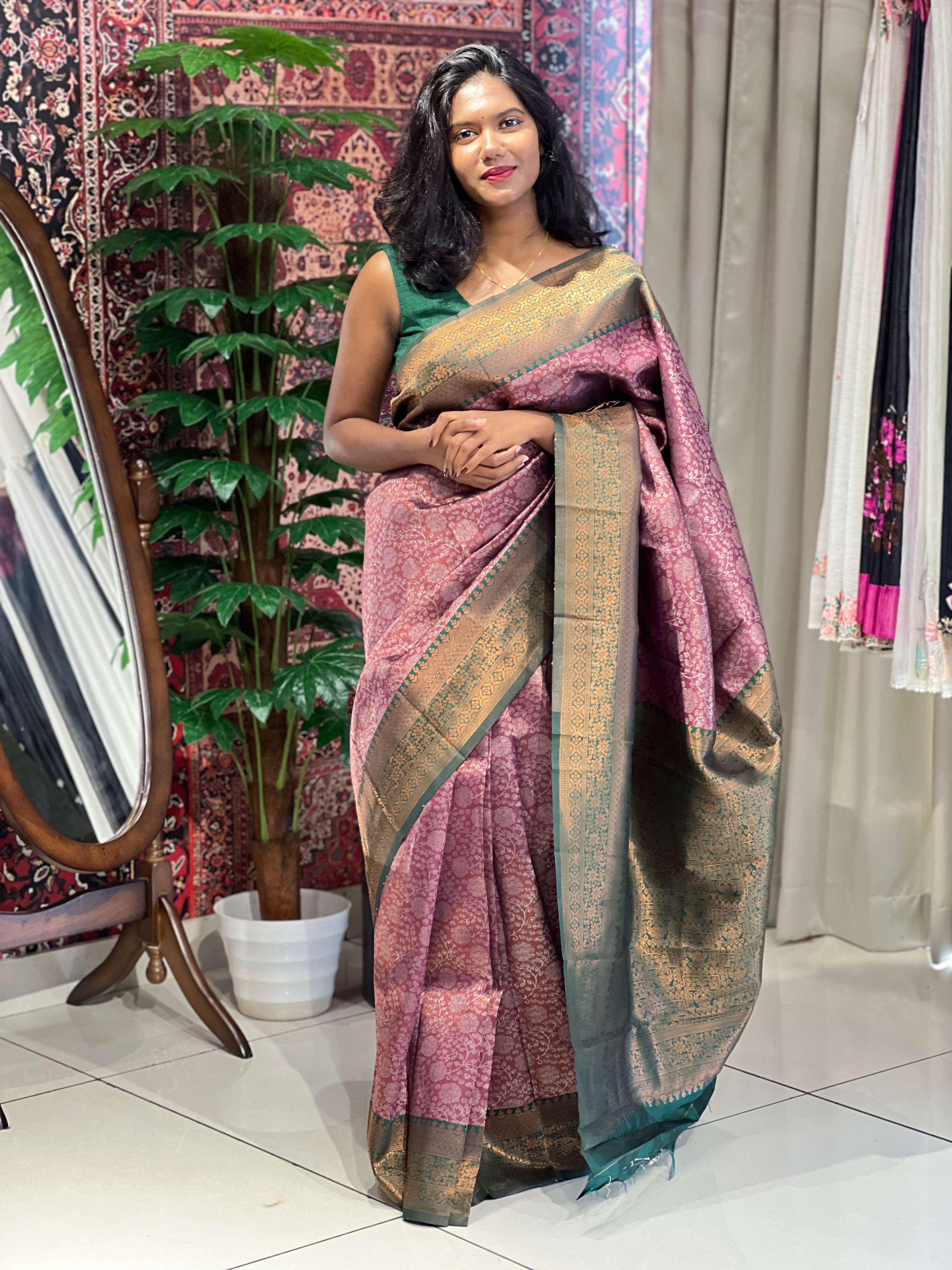 Silver Zari Woven Semi Silk Saree | RMP136