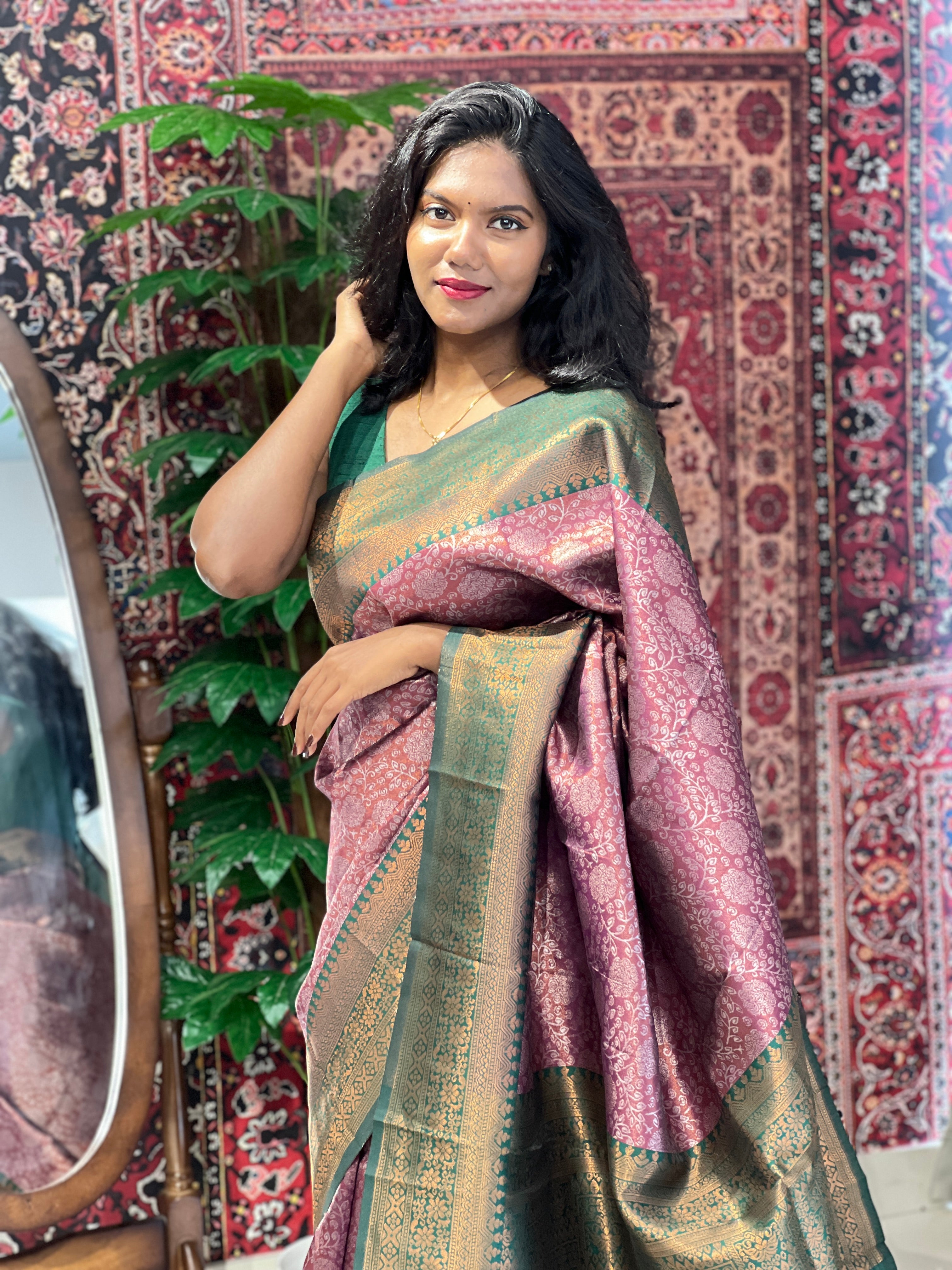 Silver Zari Woven Semi Silk Saree | RMP136