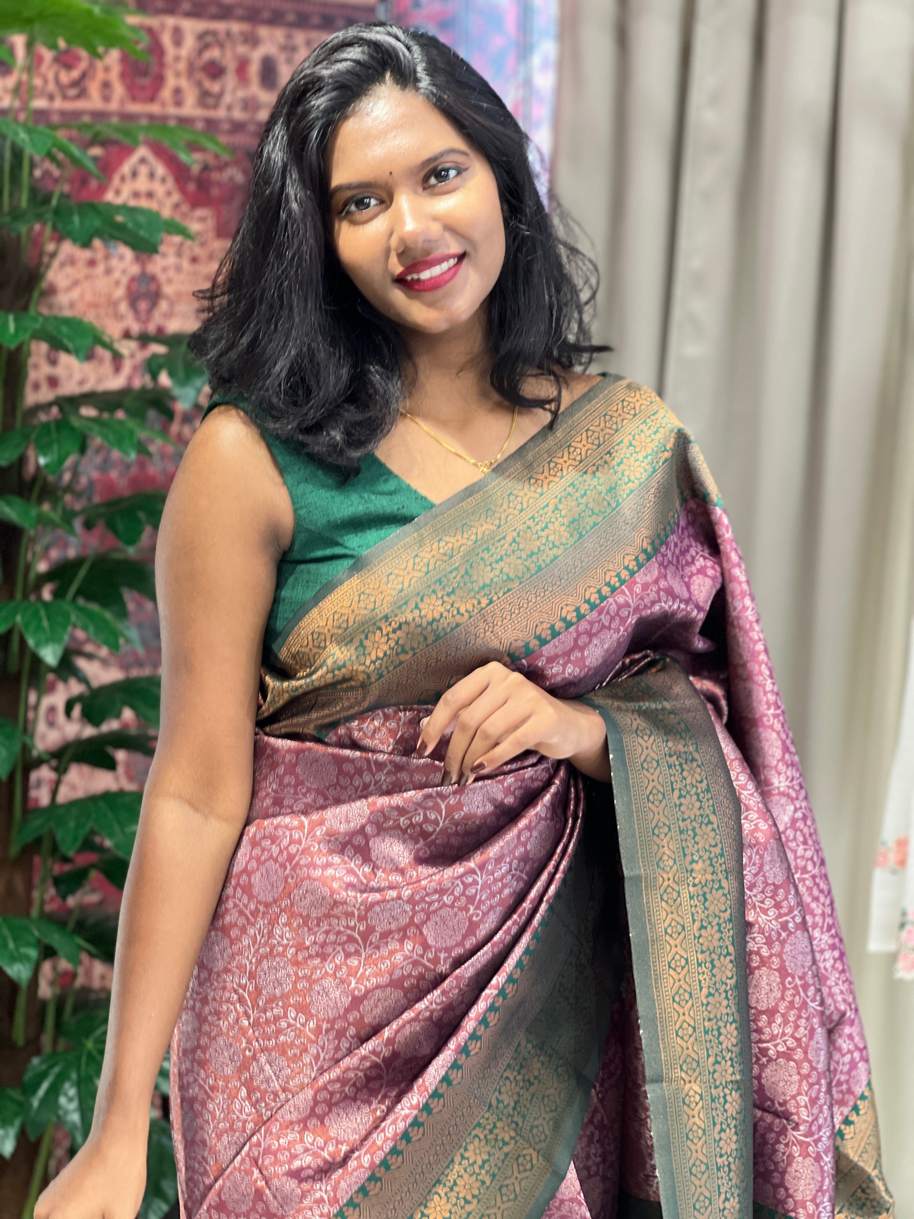 Silver Zari Woven Semi Silk Saree | RMP136