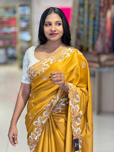 Floral Embroidered Tussar Saree | SHC189