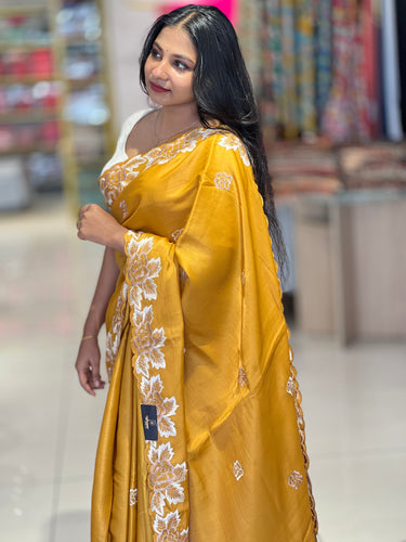 Floral Embroidered Tussar Saree | SHC189