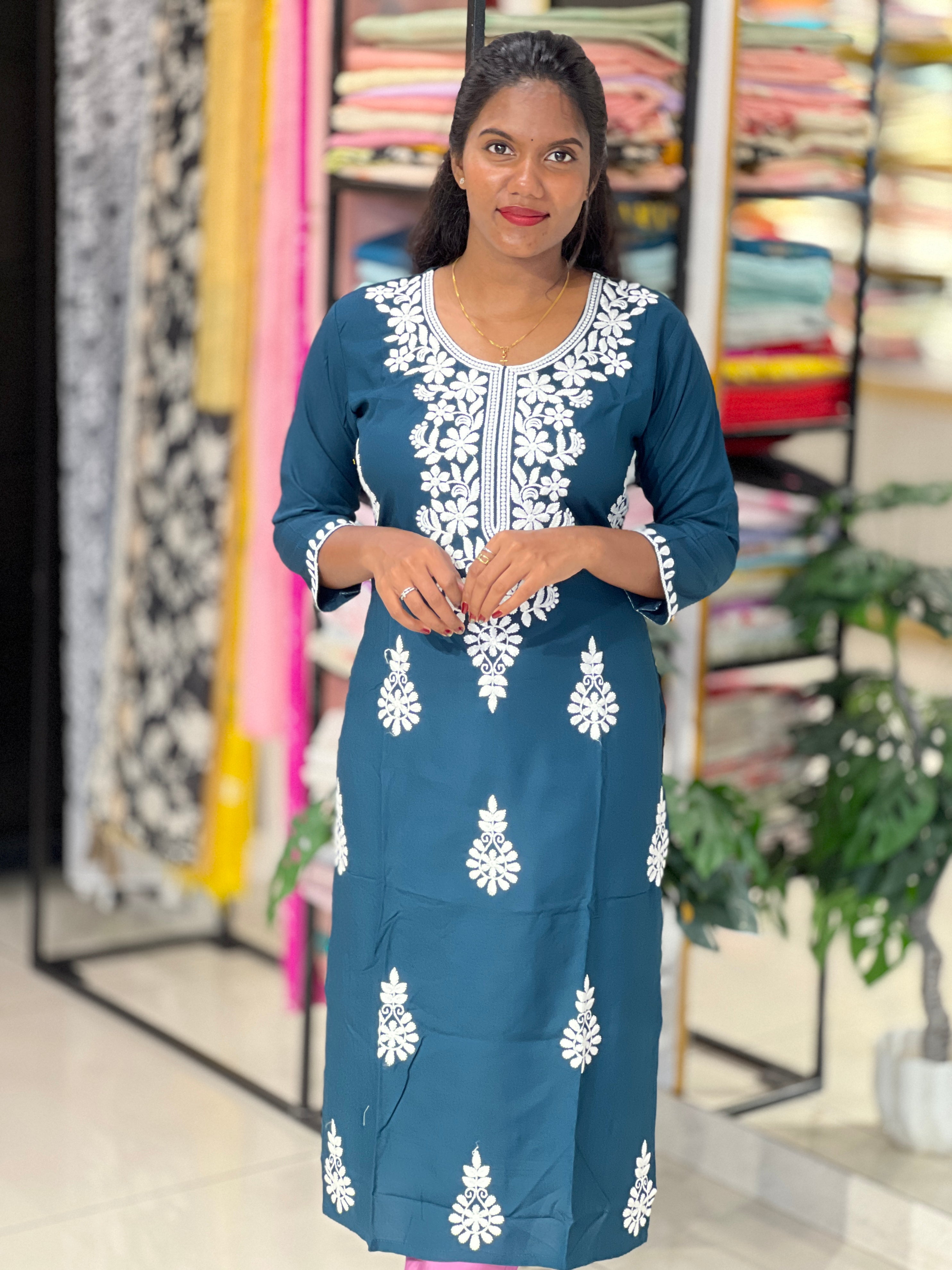 Machine Embroidered Cotton Kurta | FW394