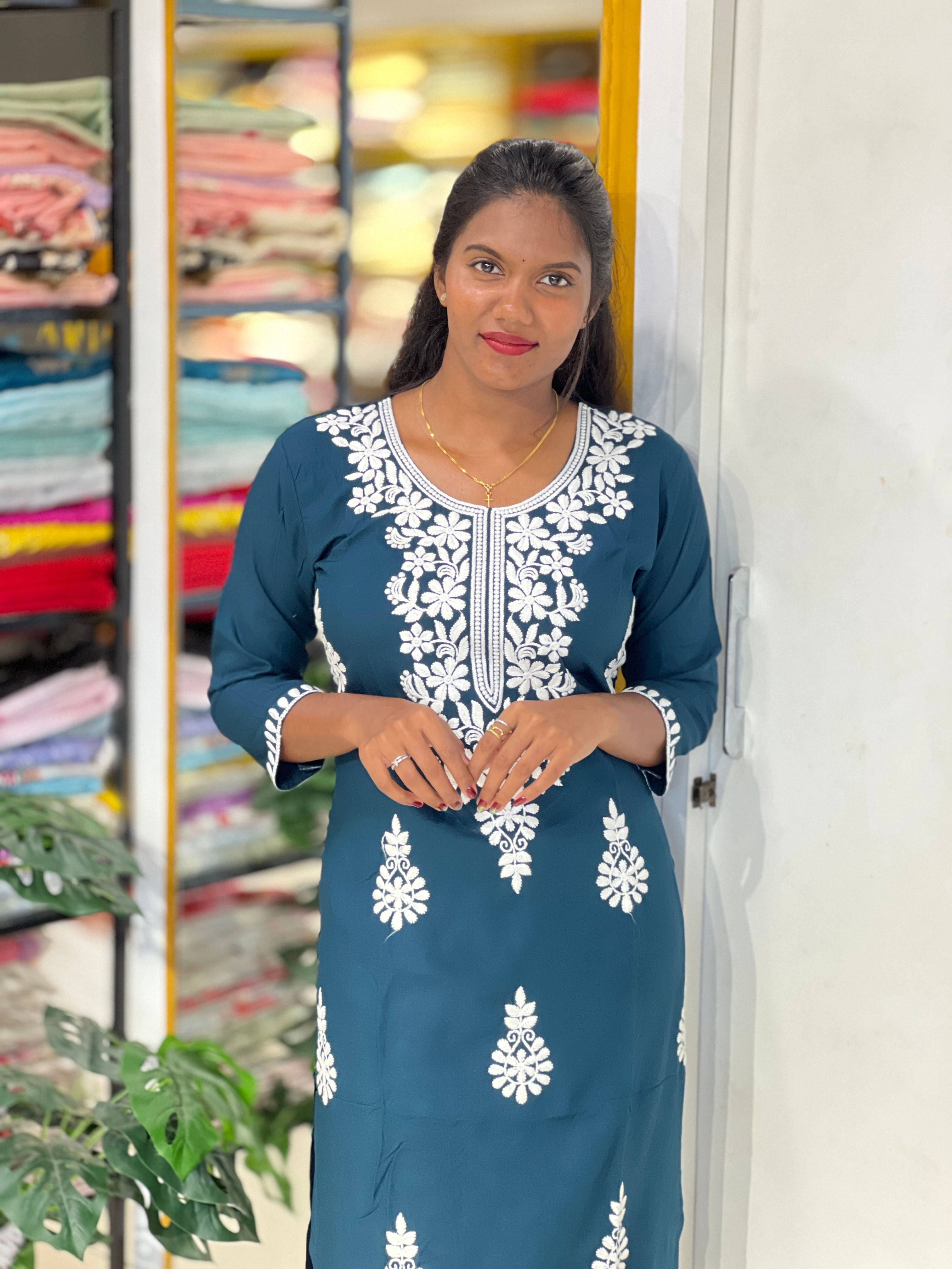 Machine Embroidered Cotton Kurta | FW394