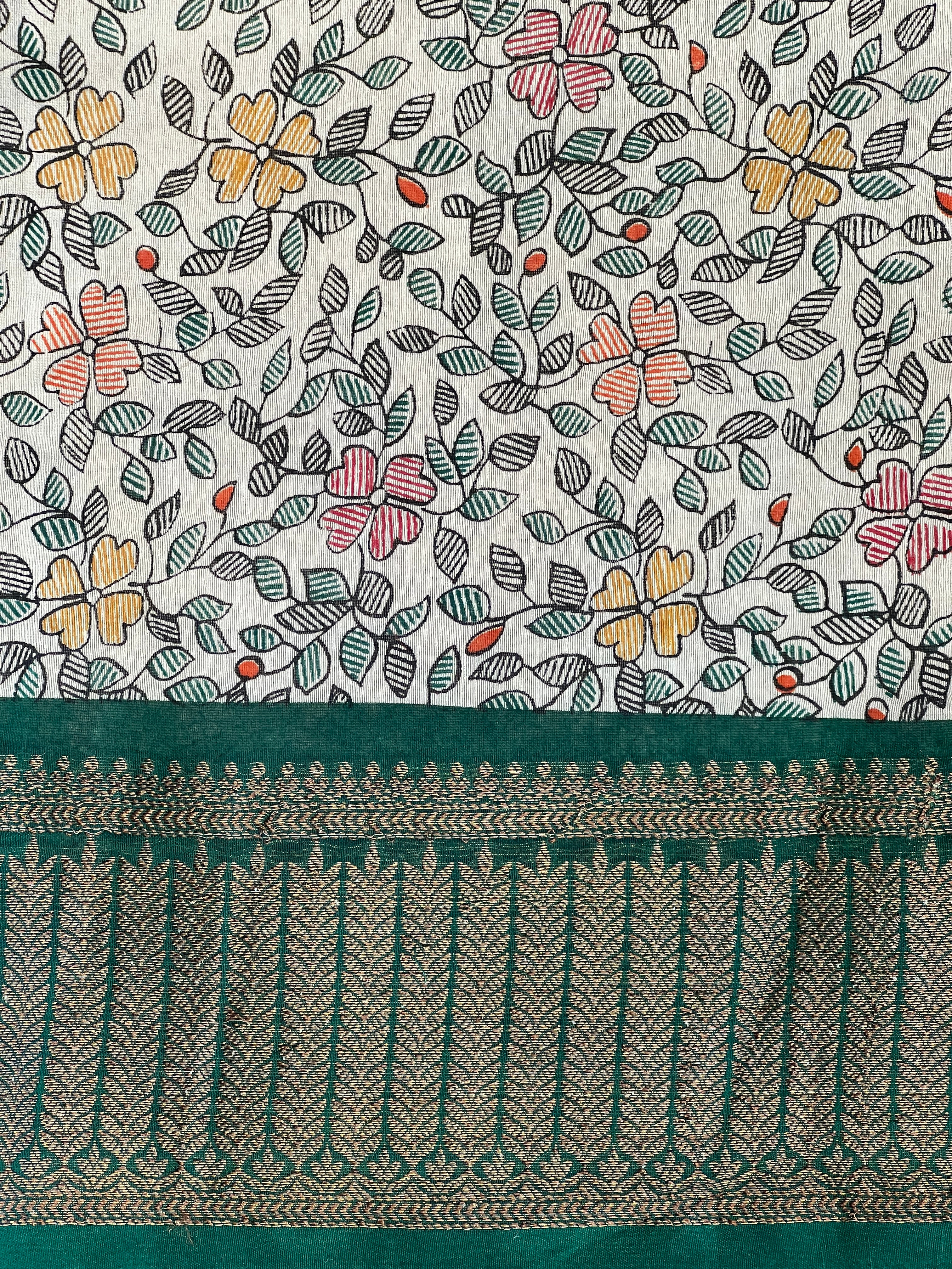 Bandhani & Kalamkari Print Detailed Chanderi Saree | RGD962R