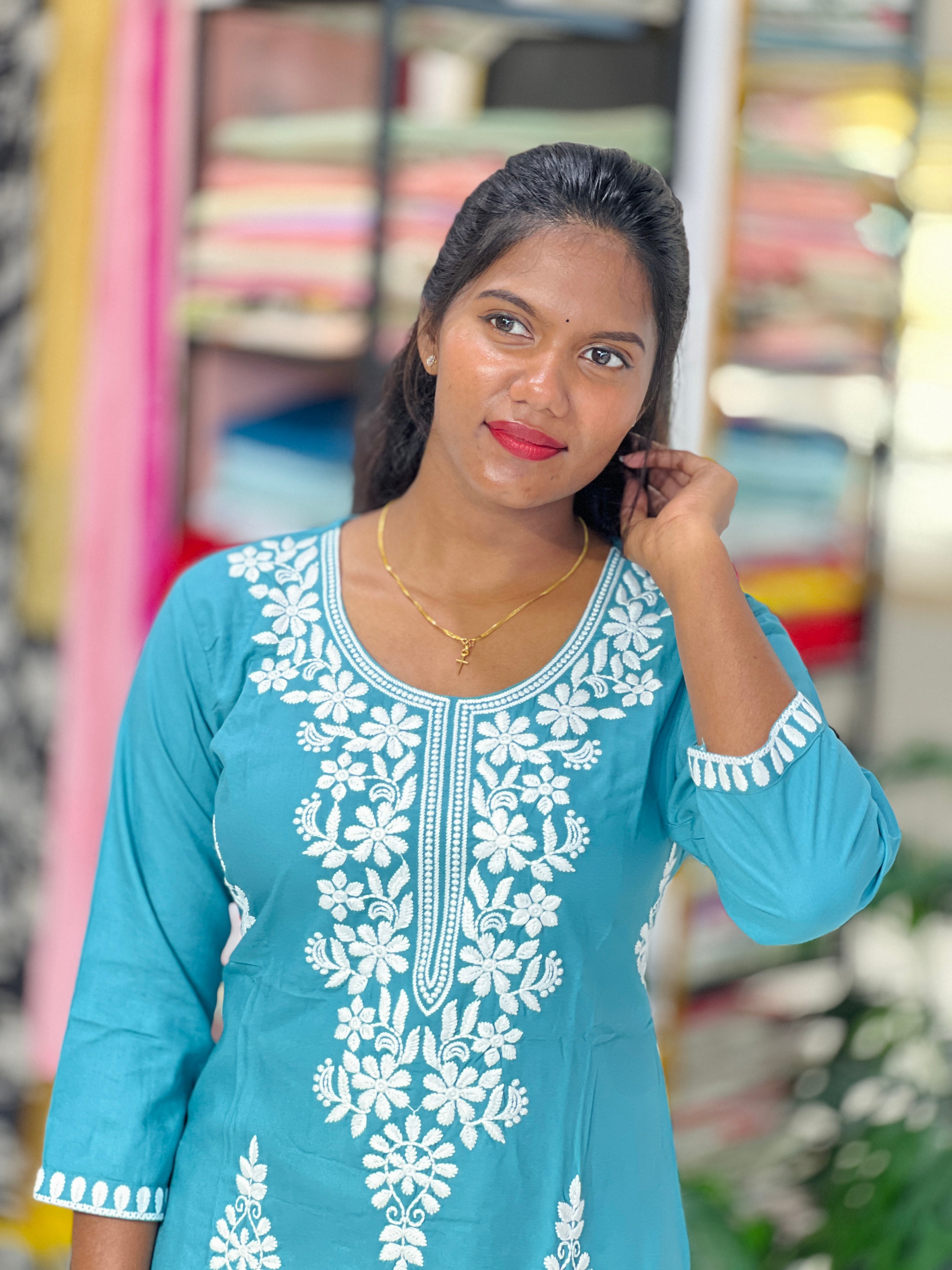 Machine Embroidered Cotton Kurta | FW397