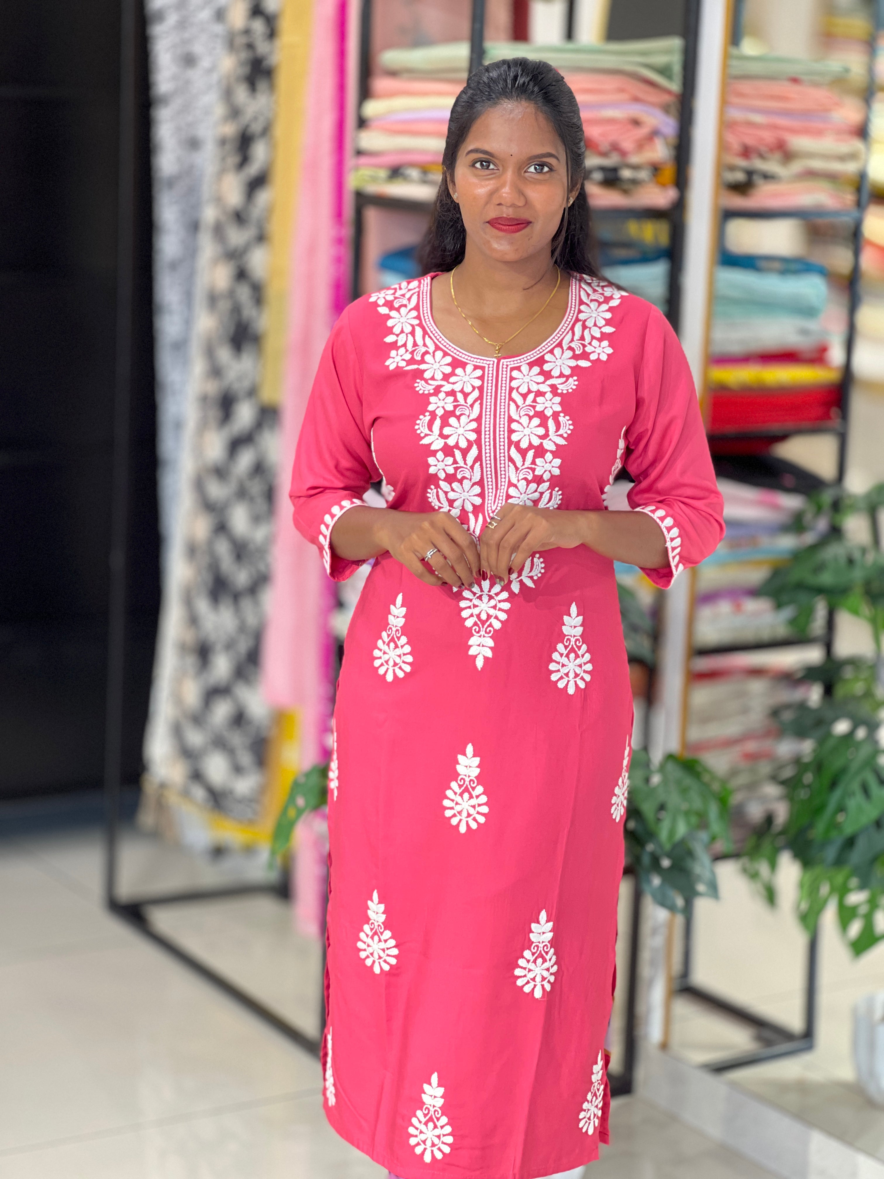 Machine Embroidered Cotton Kurta | FW393