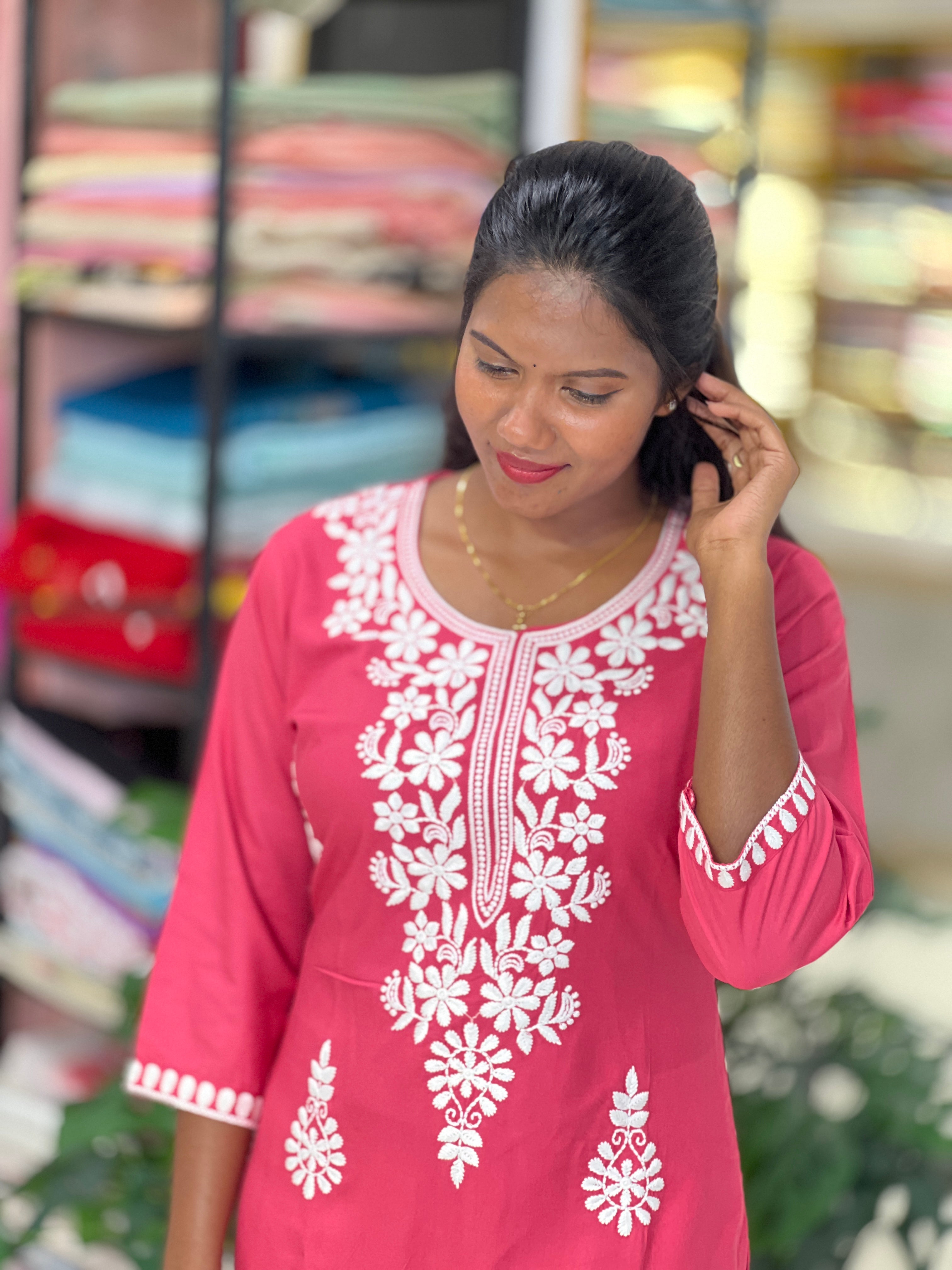 Machine Embroidered Cotton Kurta | FW393
