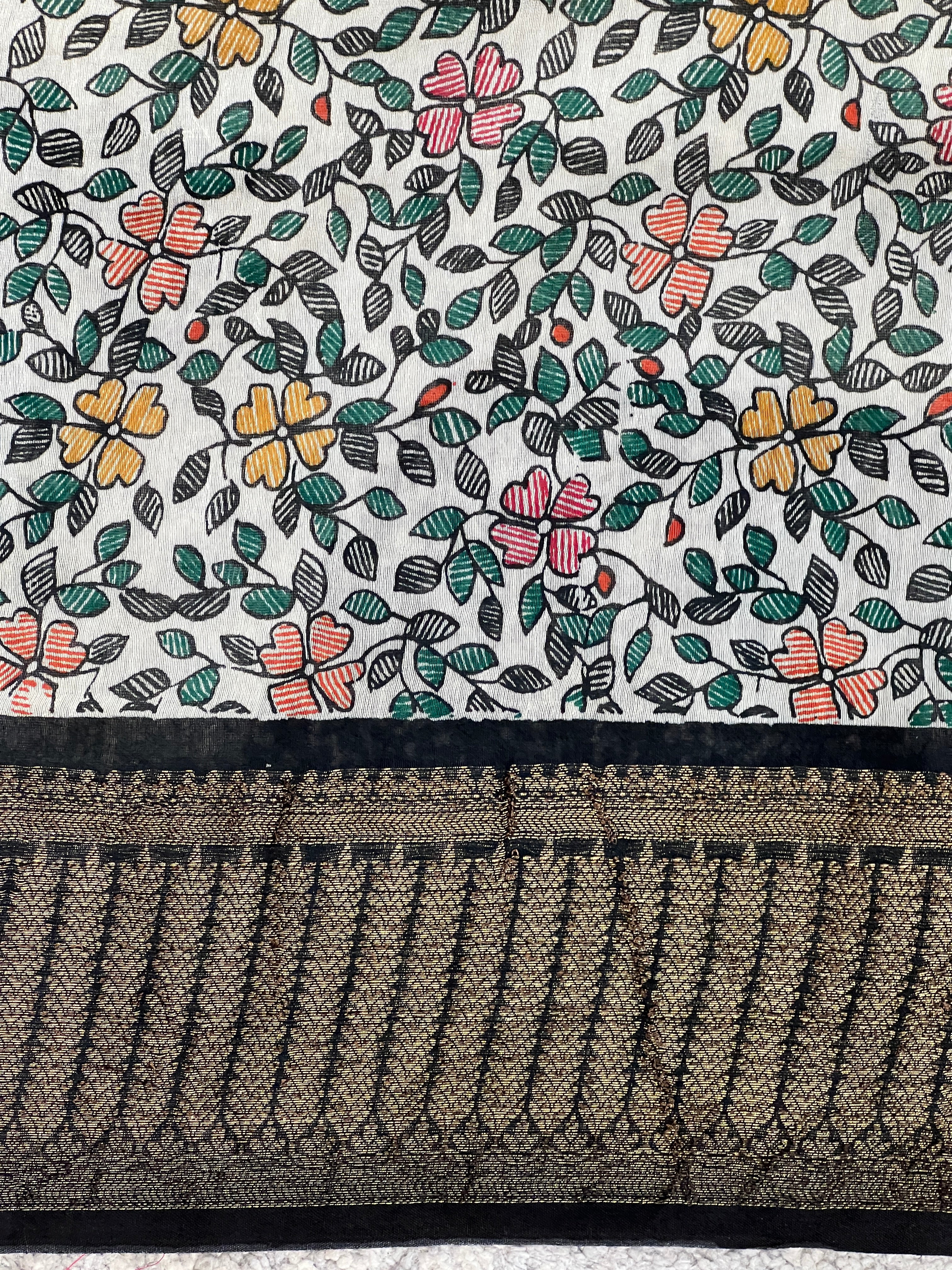 Bandhani & Kalamkari Print Detailed Chanderi Saree | RGD963R