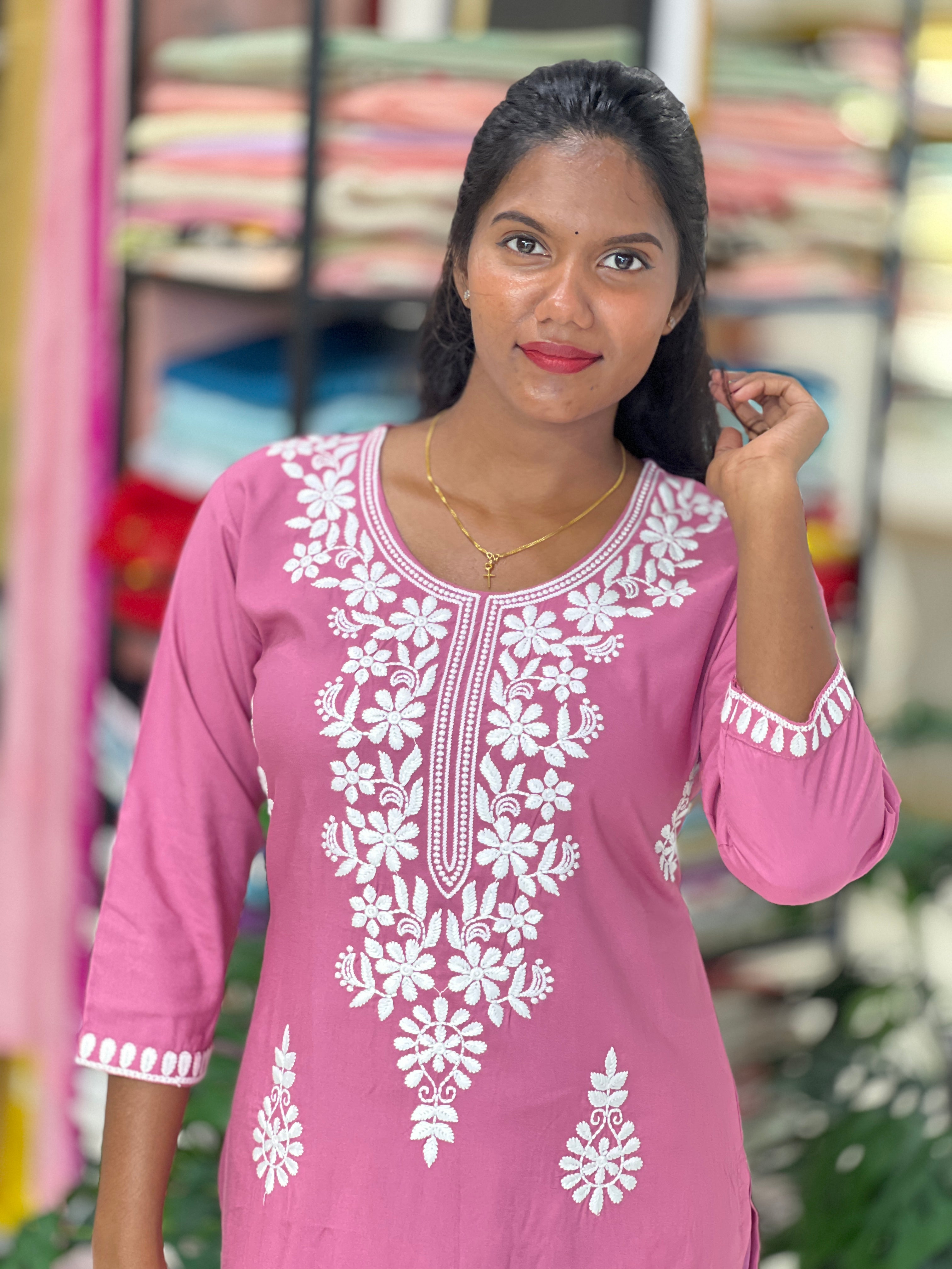 Machine Embroidered Cotton Kurta | FW395