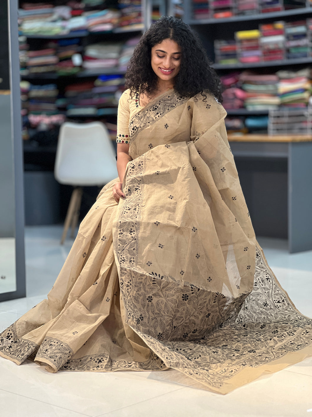 Hand Embroidery Pure Cotton Saree | SUM118