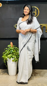 Floral Digital Printed Bhagalpuri Linen Saree | HT211