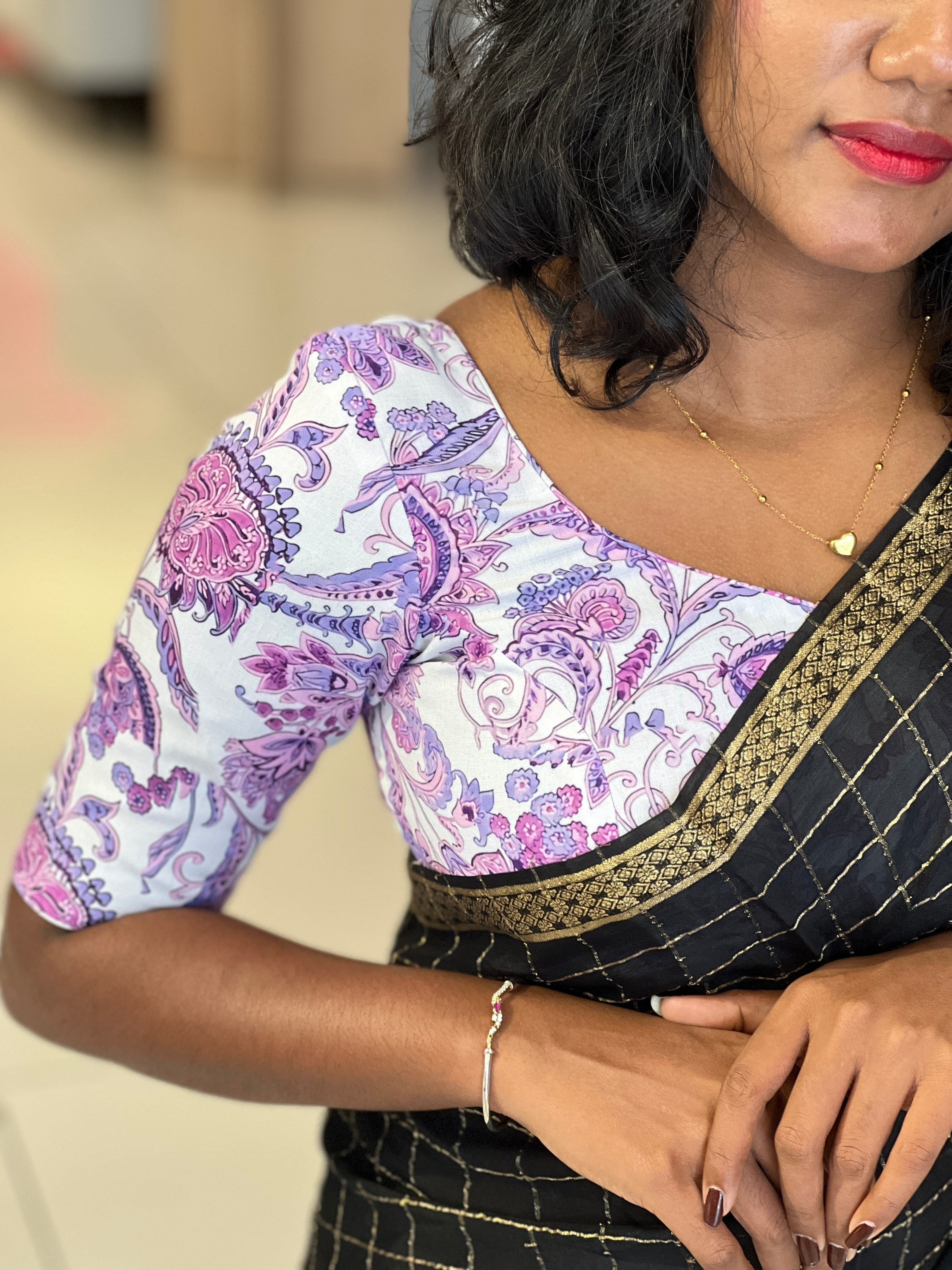 Floral Printed Cotton Blouse | DNB149