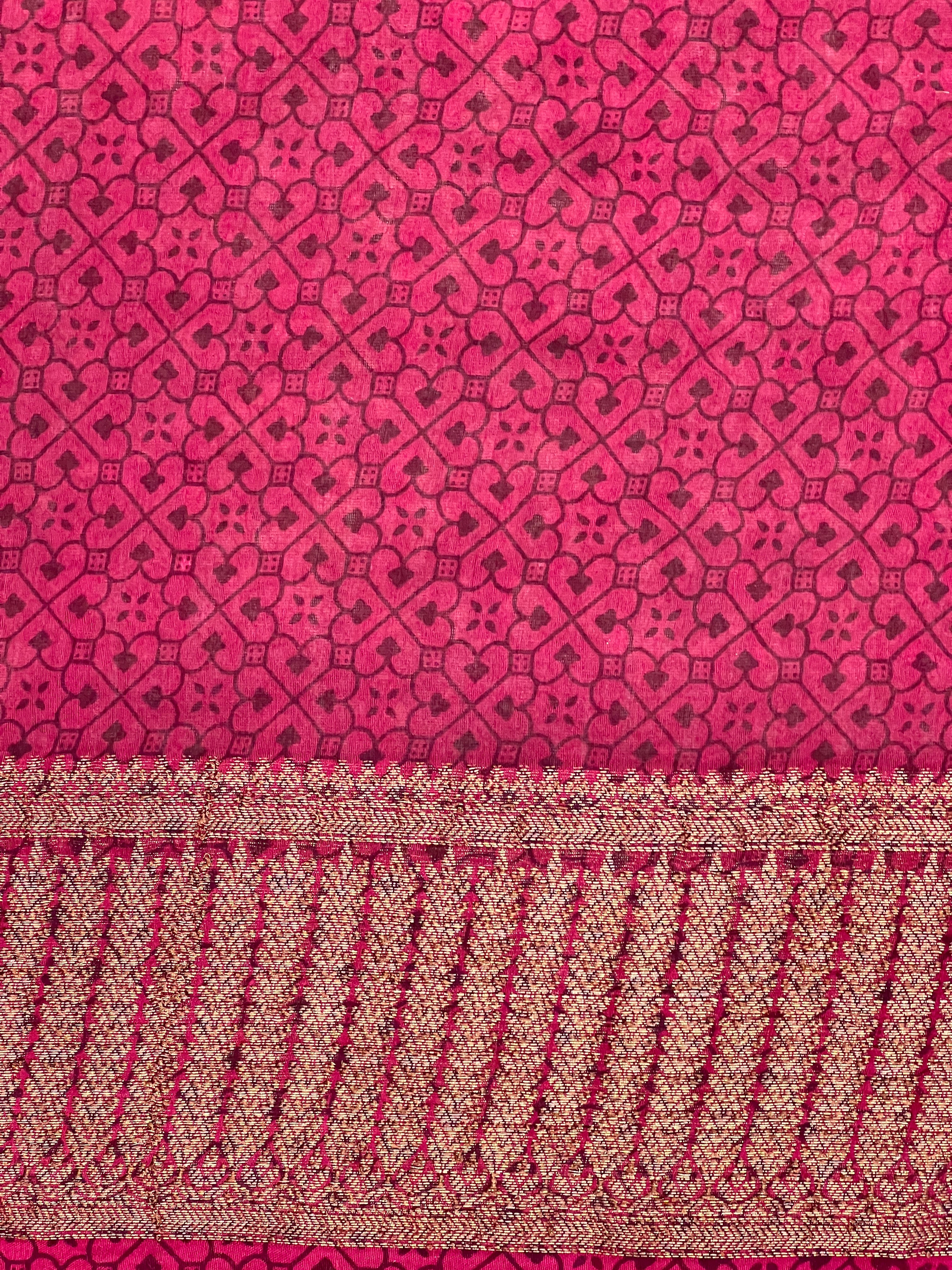 Floral and Leaf Printed Chanderi Saree | RGD952R