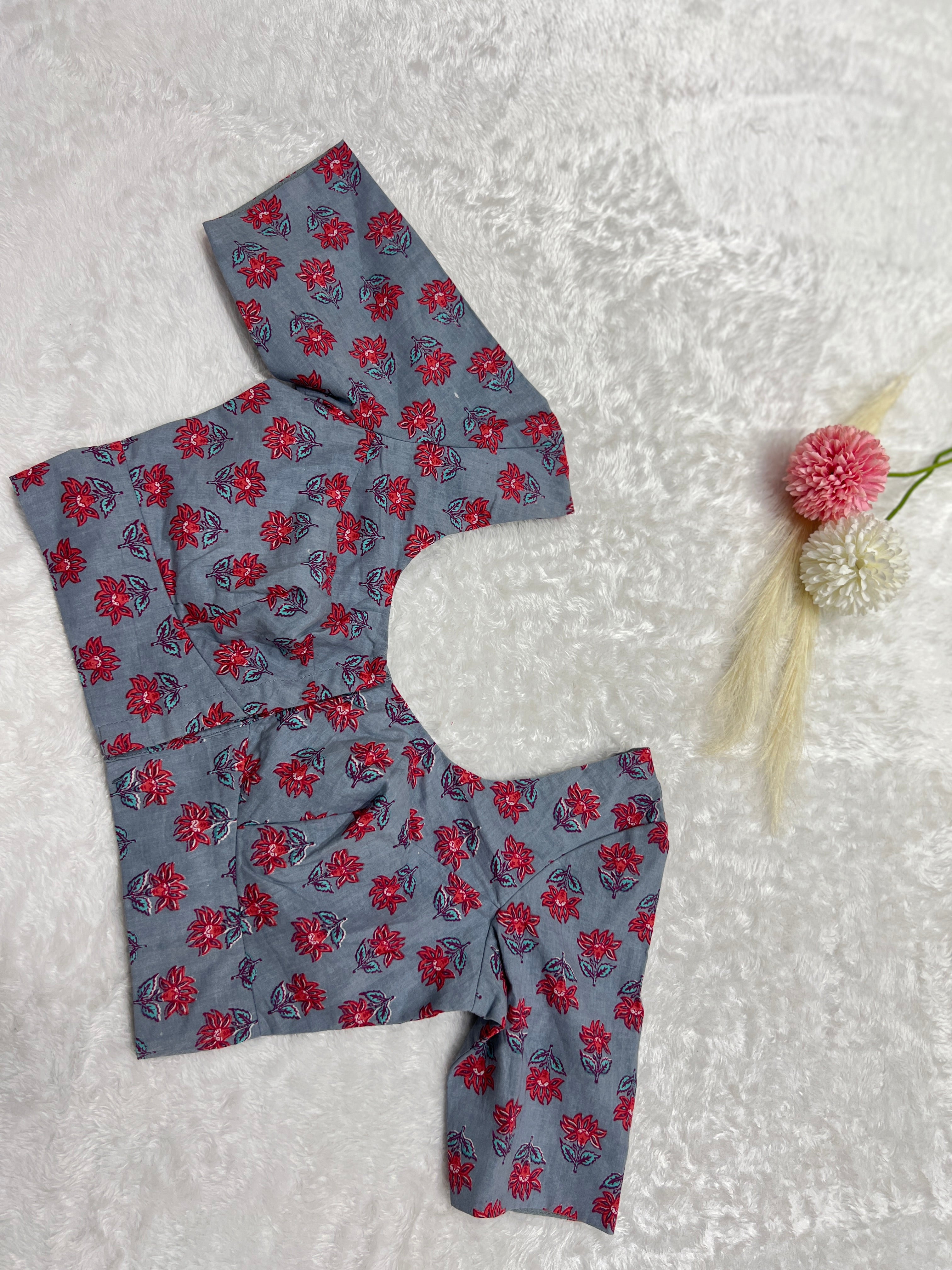 Floral Printed Cotton Stitched Blouse | DNB162