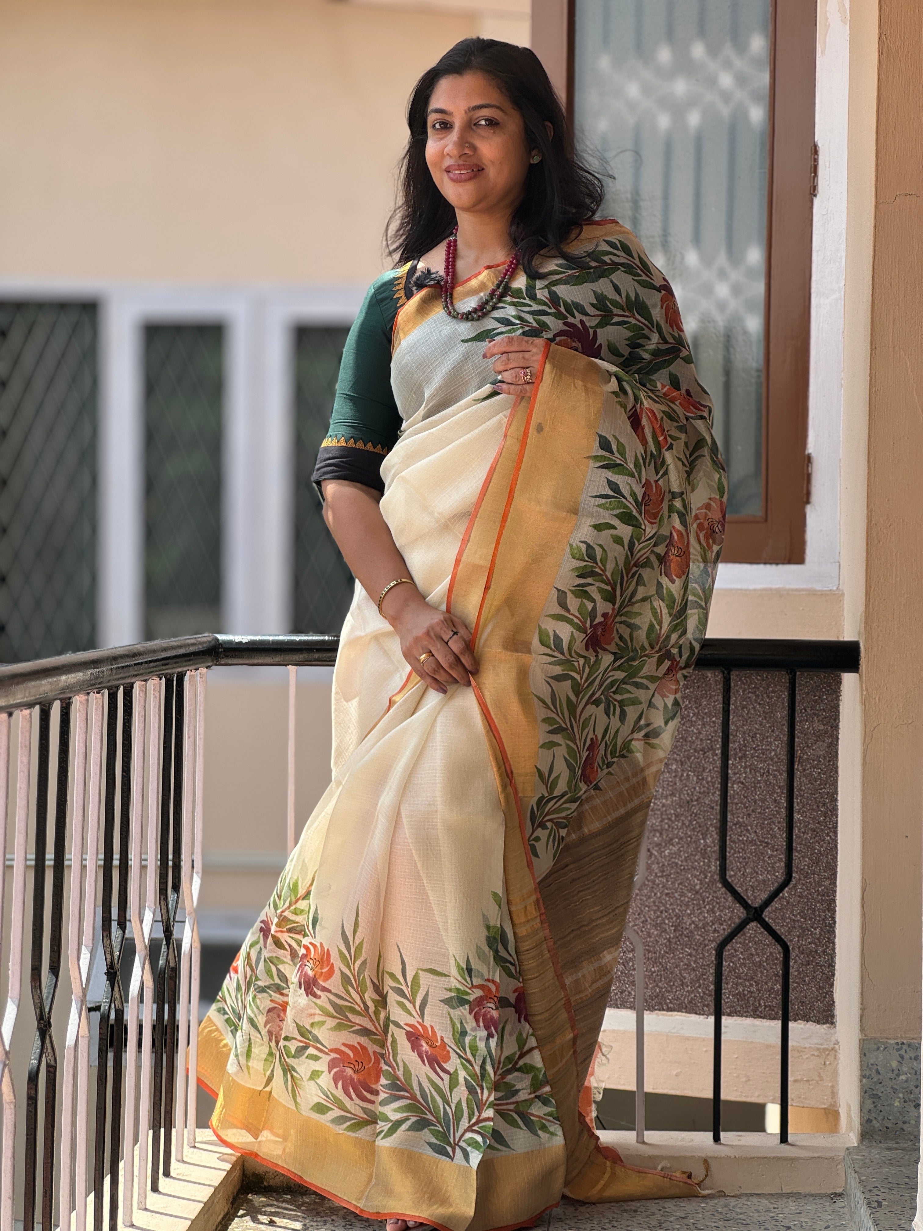 Hand Painted Tussar Kota Saree | SBS898