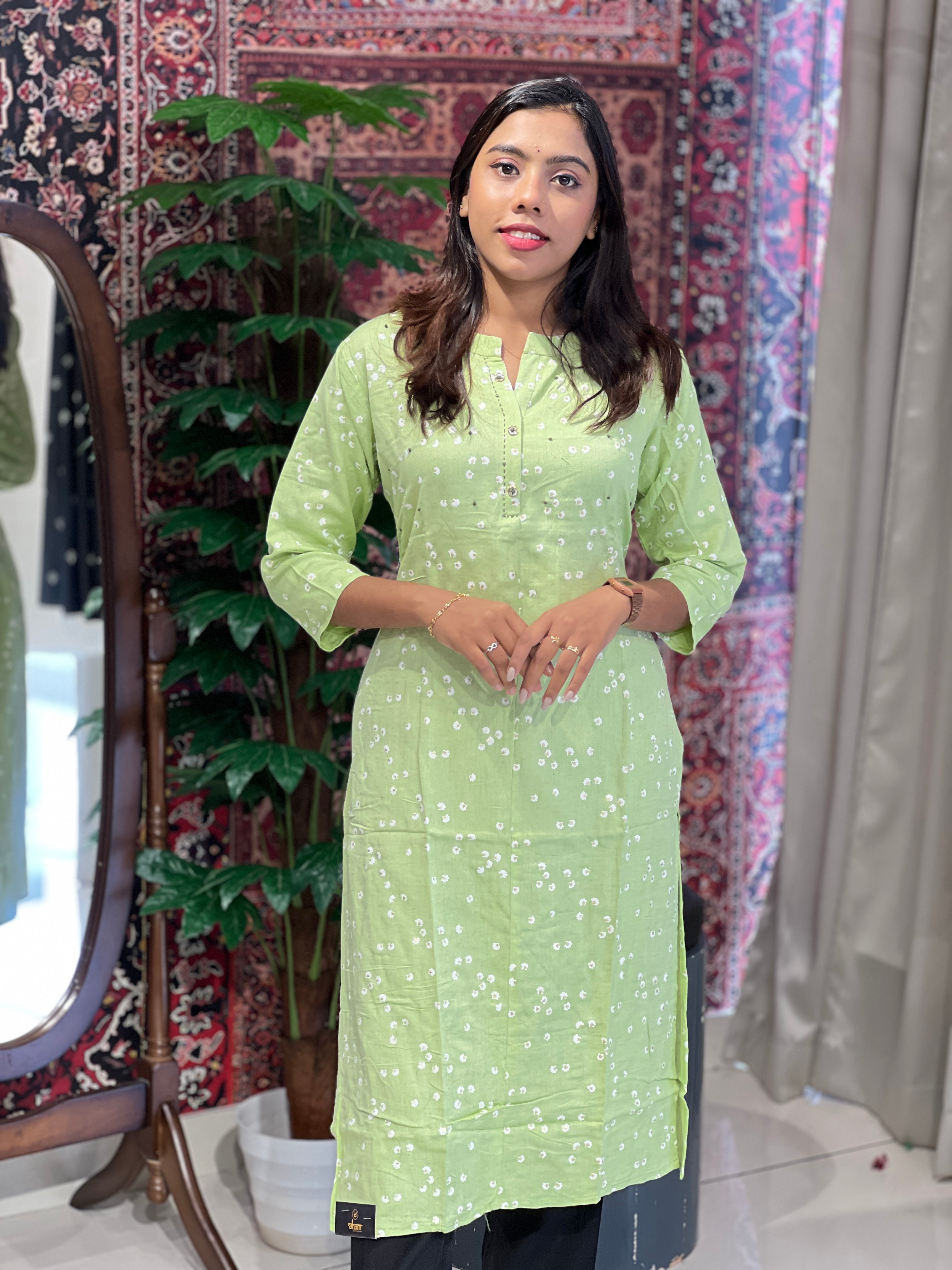 Floral Placement Detailed Cotton Kurta | AFD132
