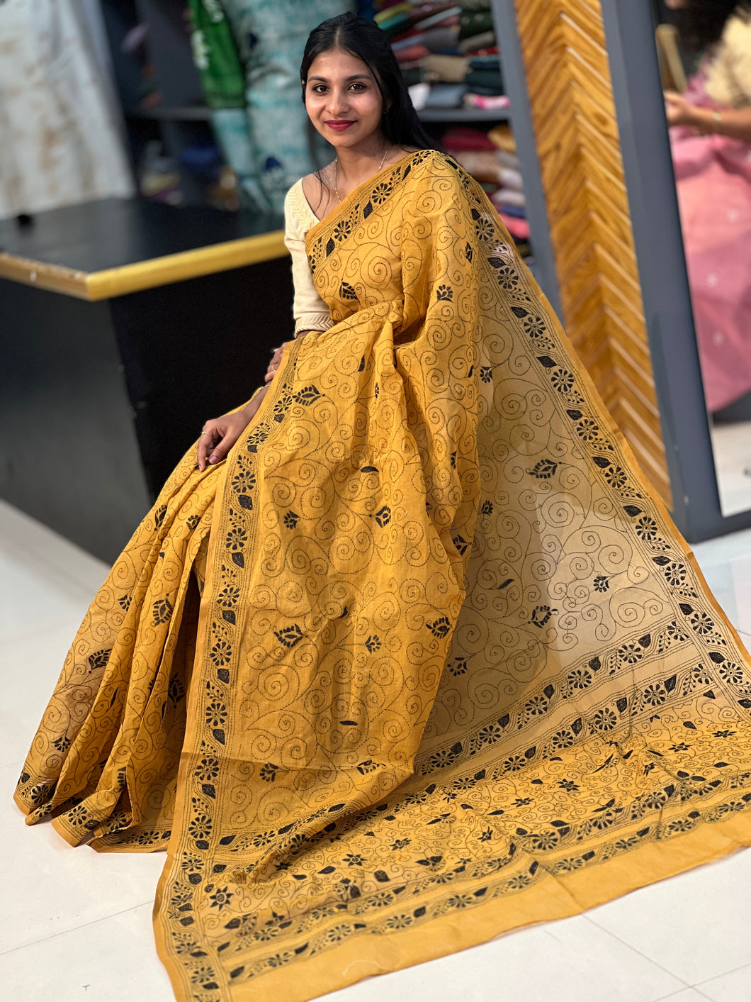 Hand Embroidery Pure Cotton Saree | SUM108