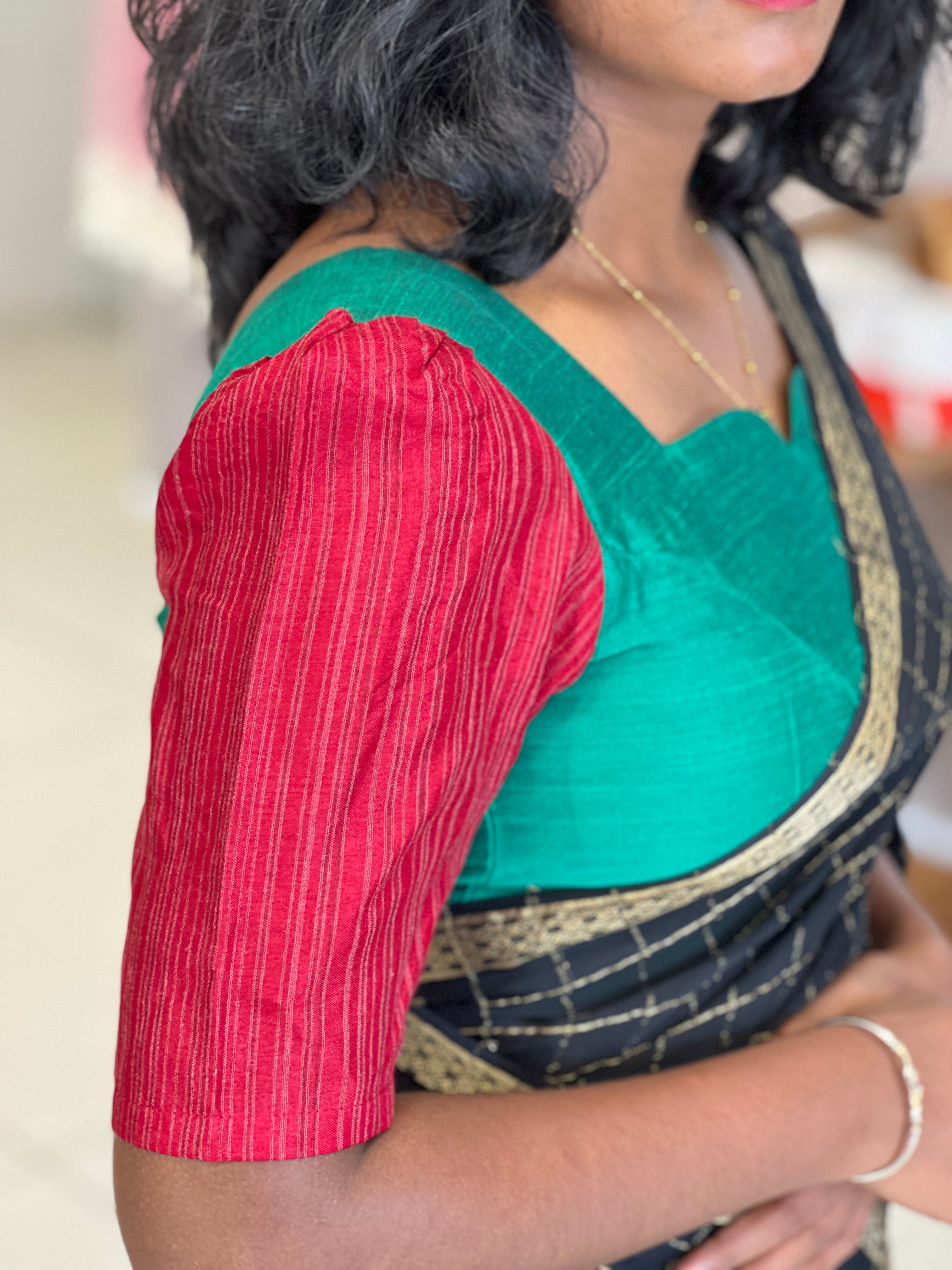 Princess Cut Patterned Cotton Blouse | DNB130