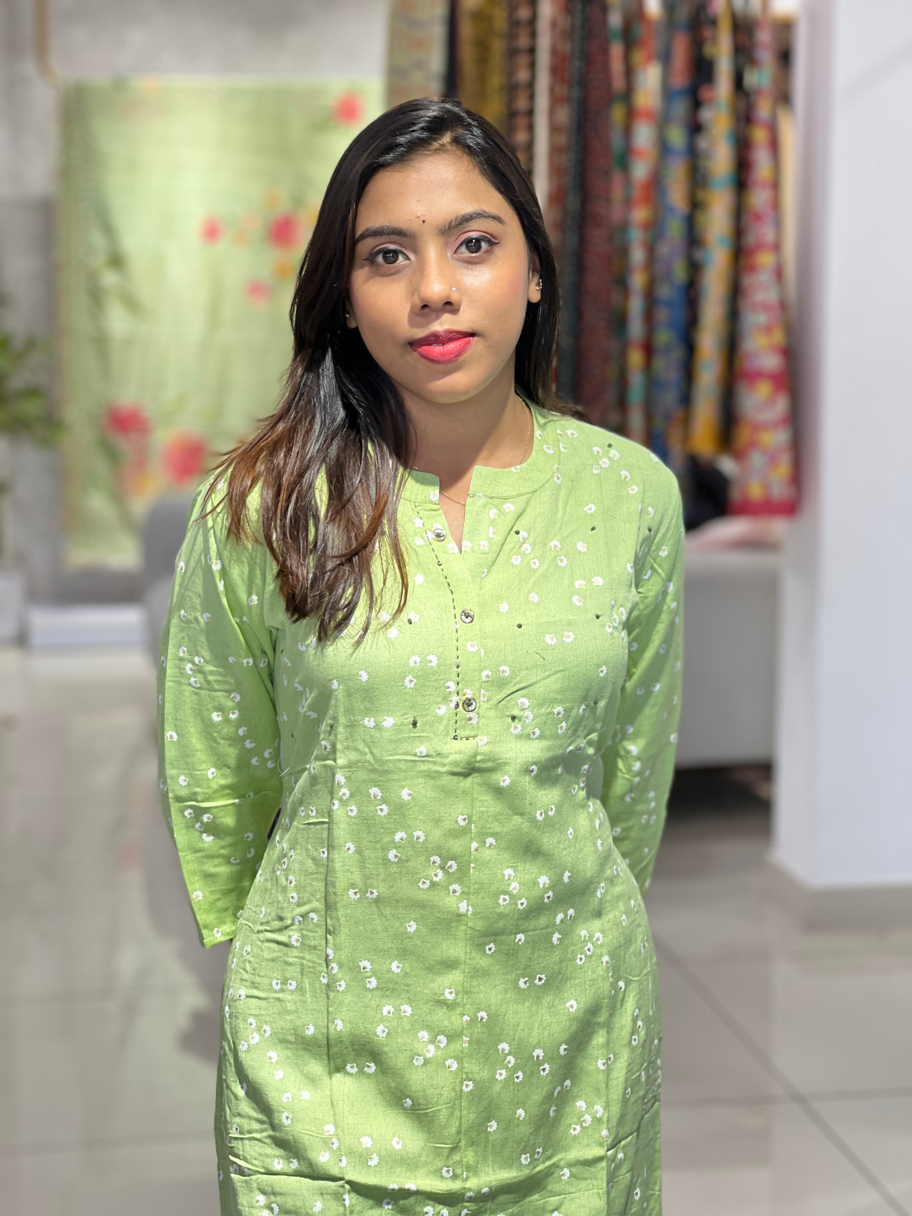 Floral Placement Detailed Cotton Kurta | AFD132