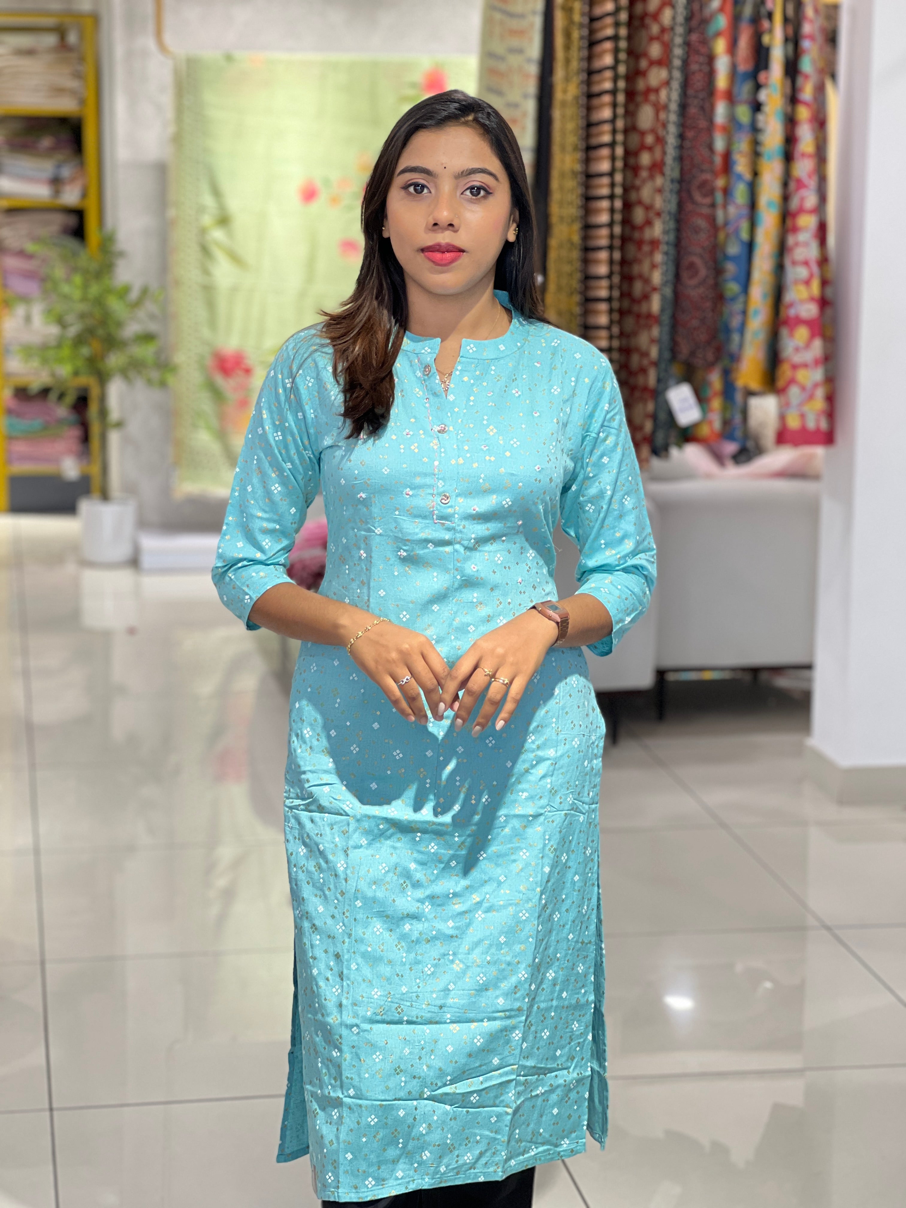 Floral Placement Detailed Cotton Kurta | AFD130