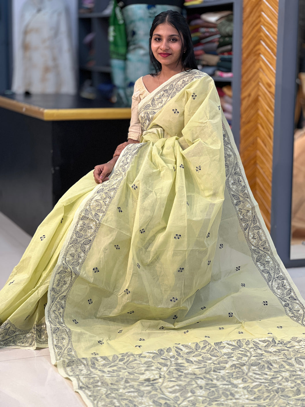 Hand Embroidery Pure Cotton Saree | SUM112