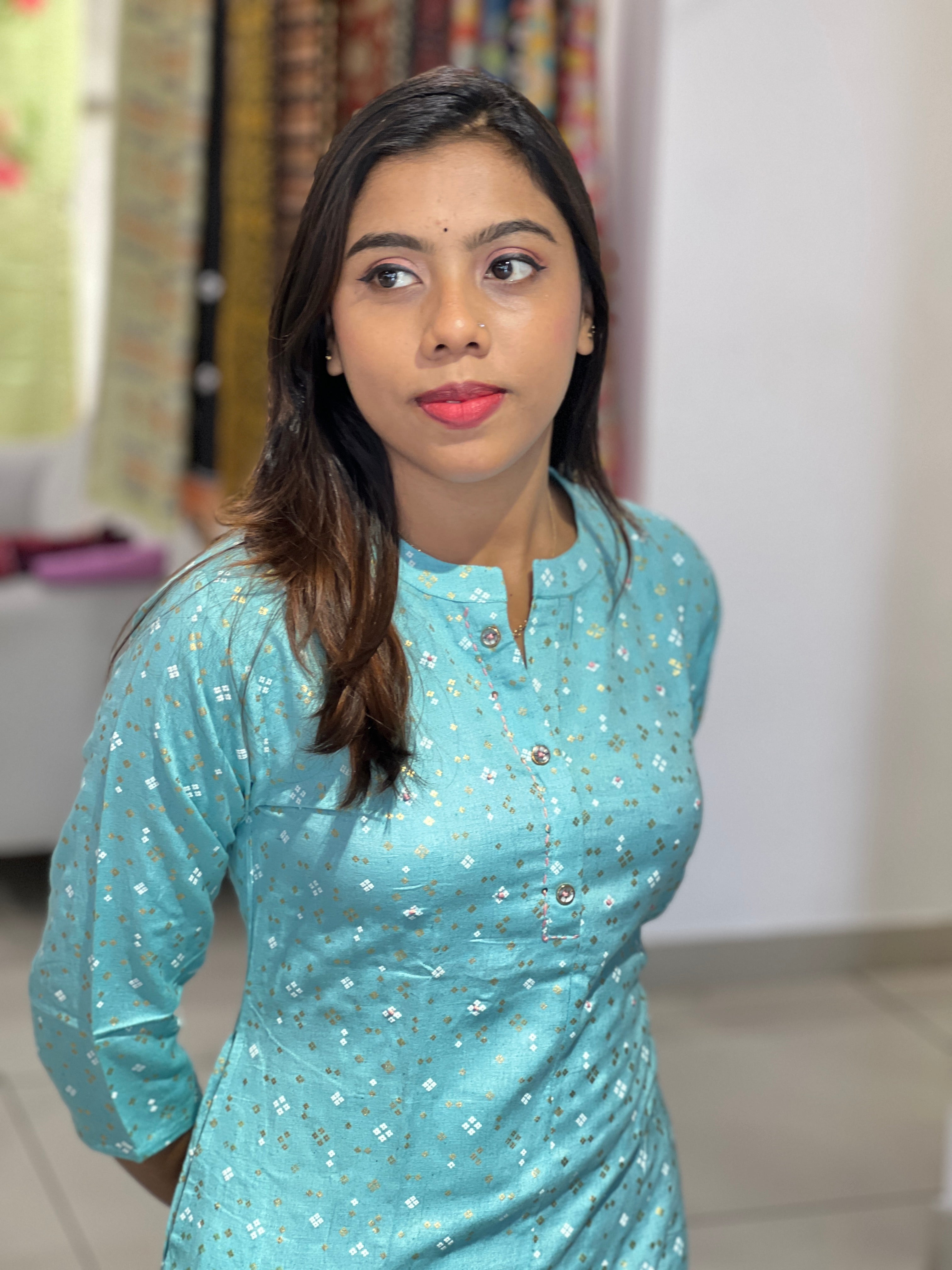 Floral Placement Detailed Cotton Kurta | AFD130