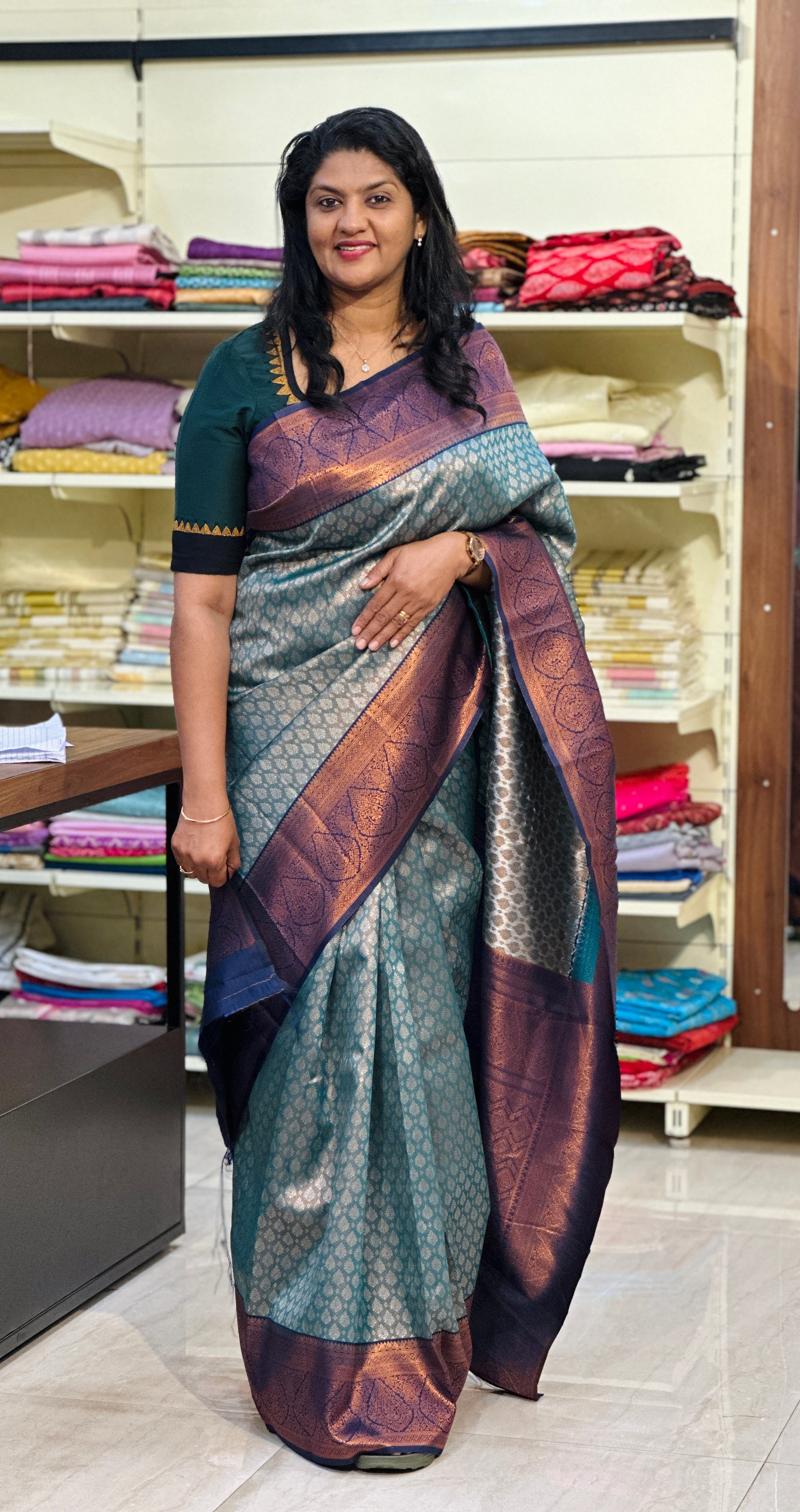 Zari Woven Brocade Patterned Semi Silk Saree | RMP147