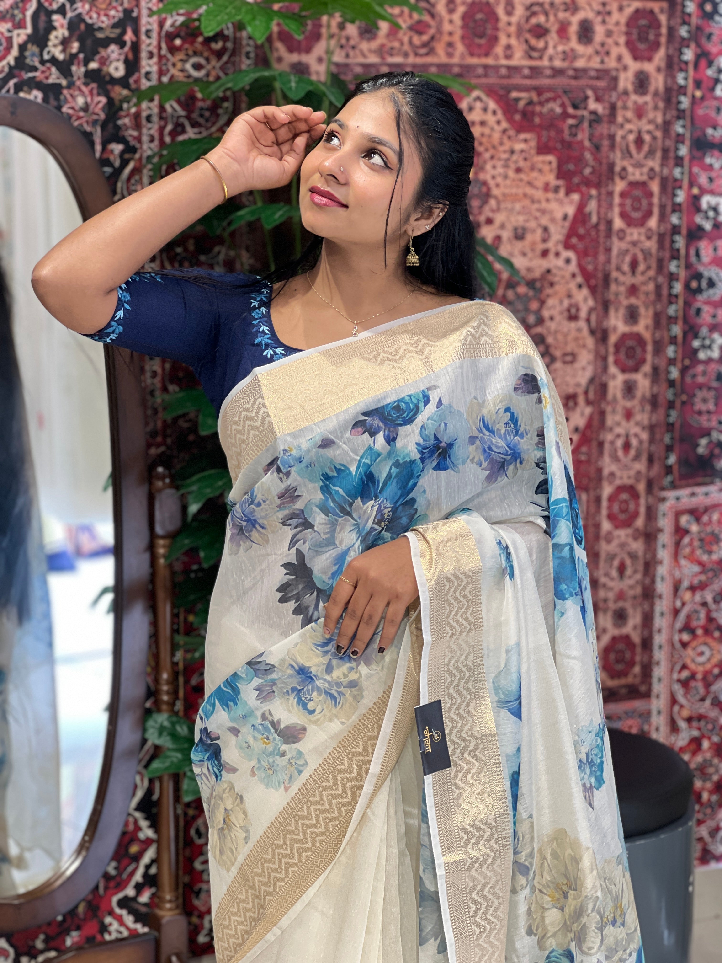 Digital Printed Chanderi Saree | MR223