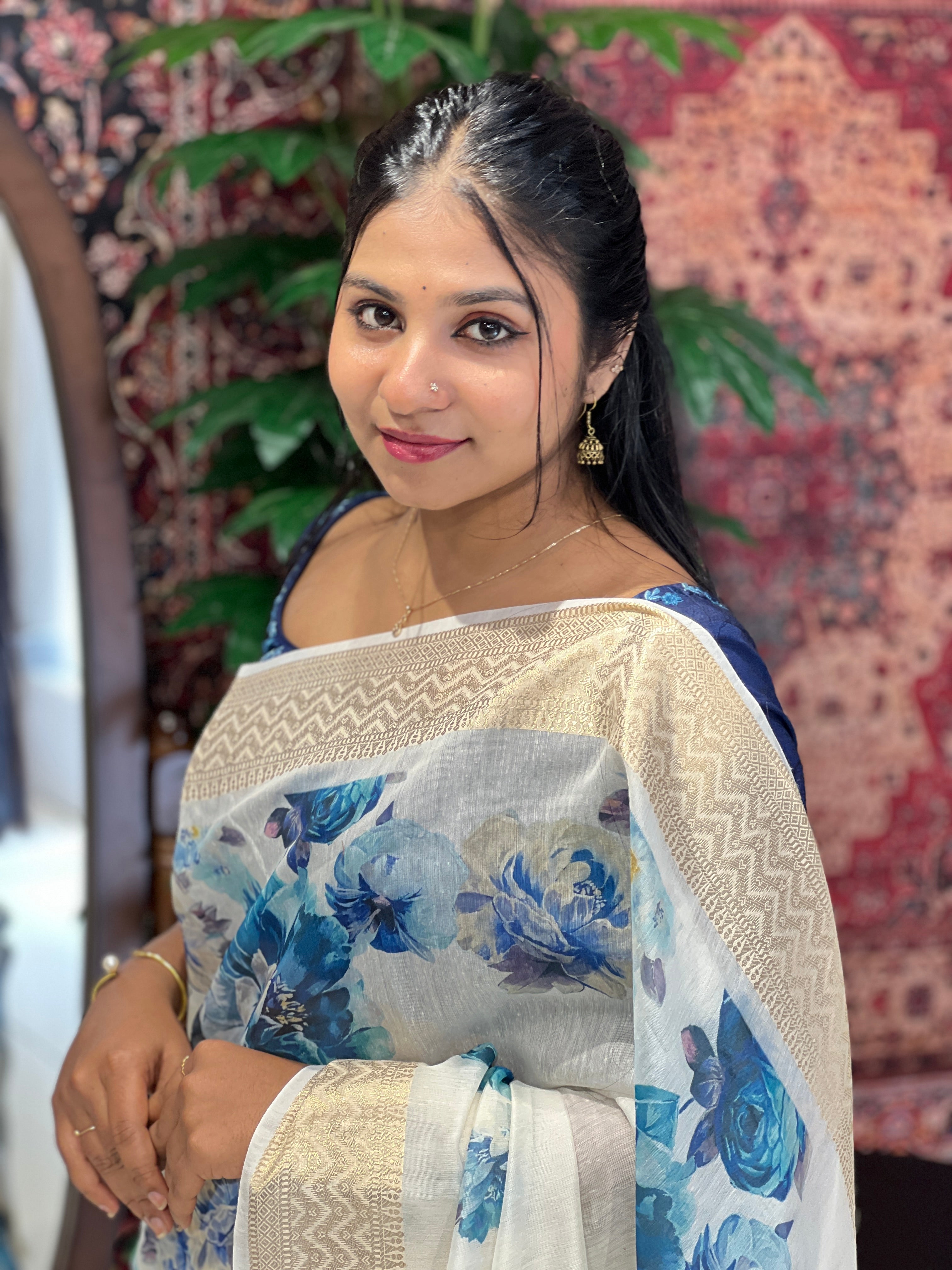 Digital Printed Chanderi Saree | MR223