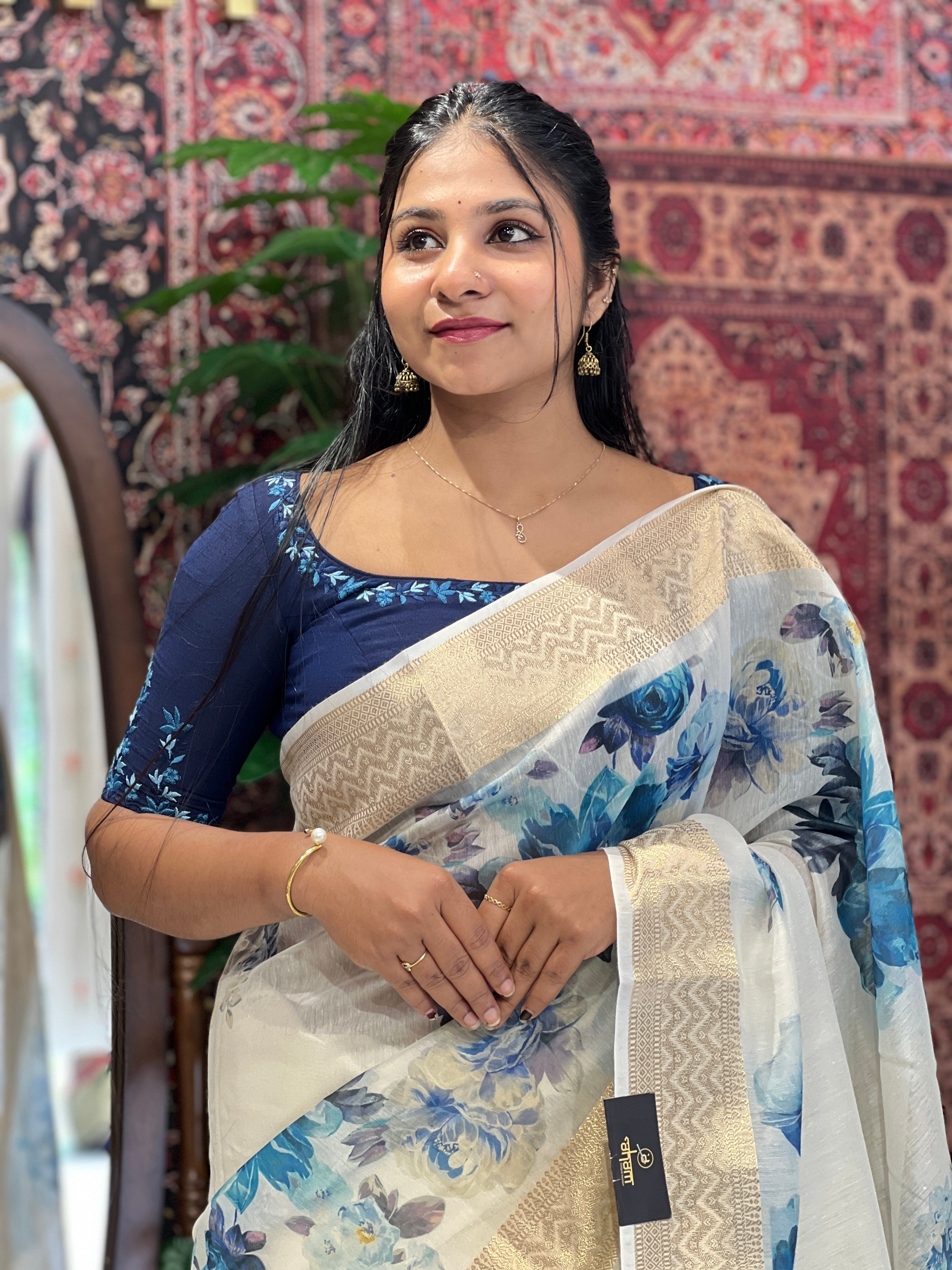 Digital Printed Chanderi Saree | MR223