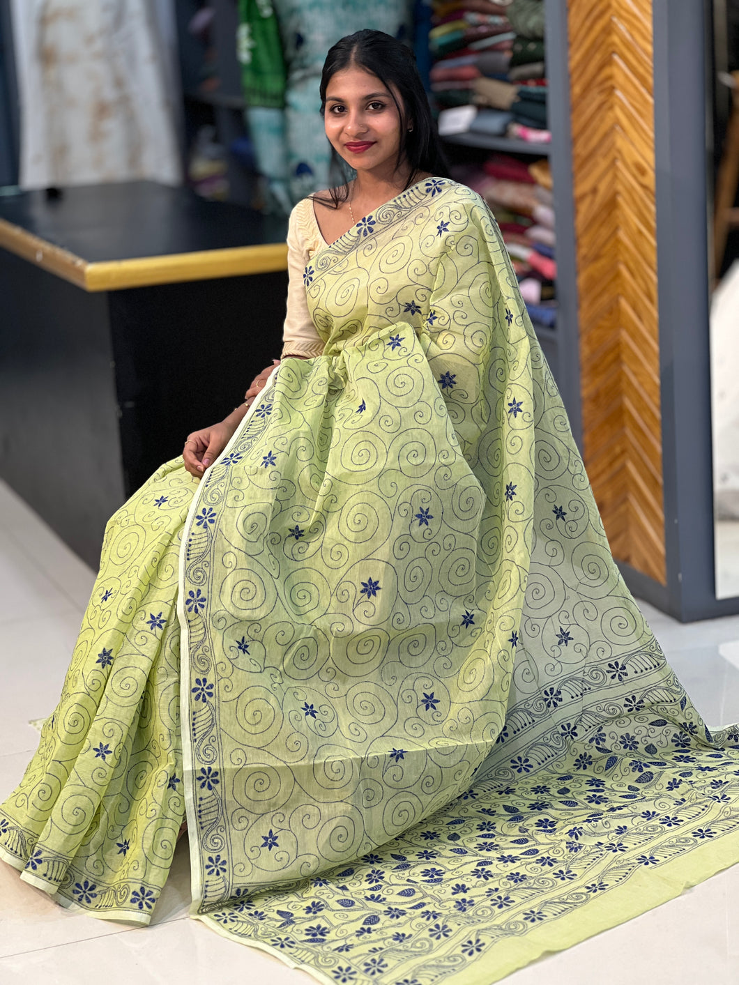 Hand Embroidery Pure Cotton Saree | SUM109