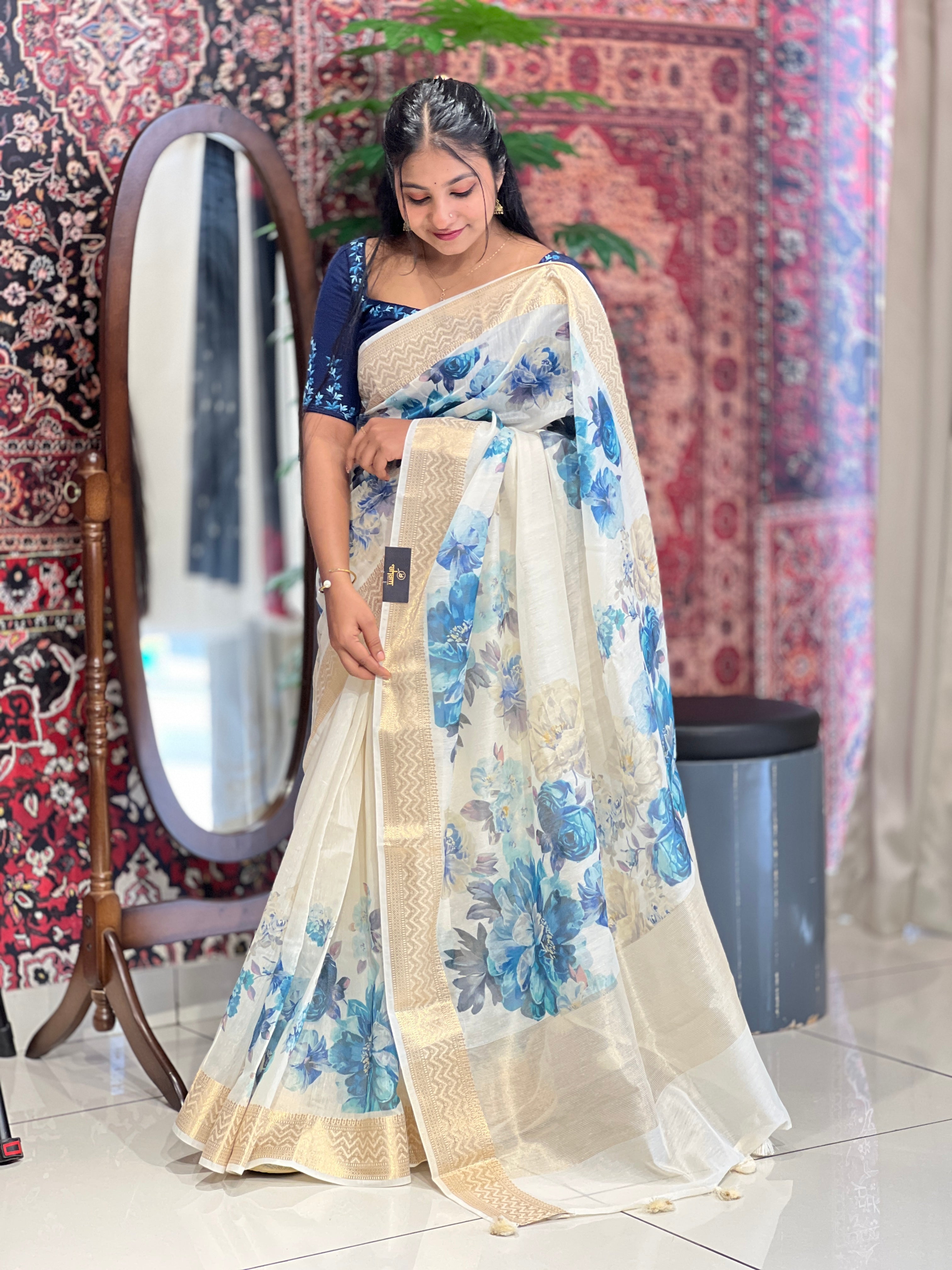 Digital Printed Chanderi Saree | MR223