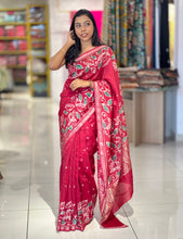 Batik Floral Printed Chanderi Silk Saree | RGD642