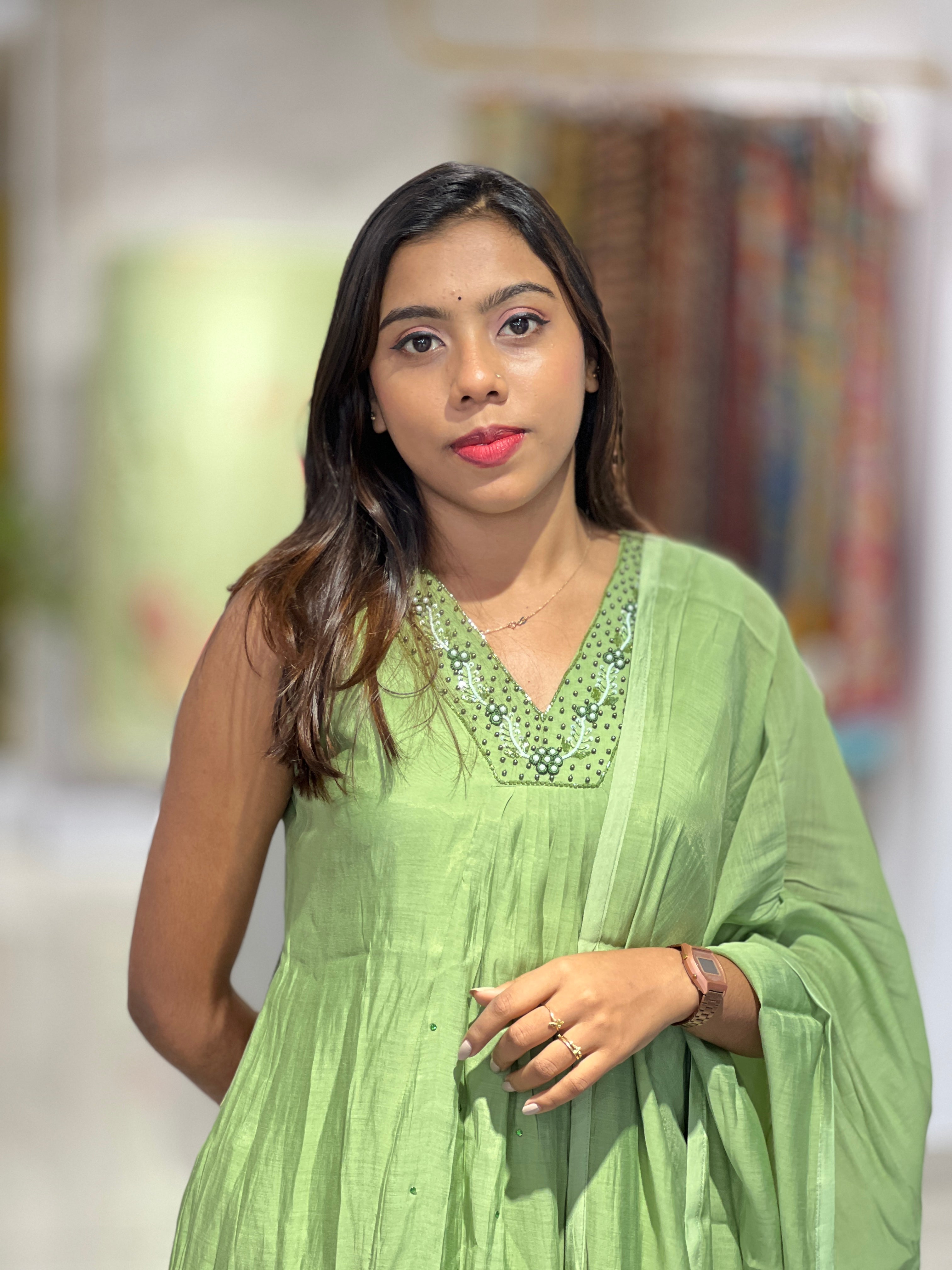 Hand Work Detailed Chanderi Kurta Set | NAI135