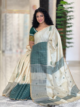 Block Printed Tussar Saree | ACT1195