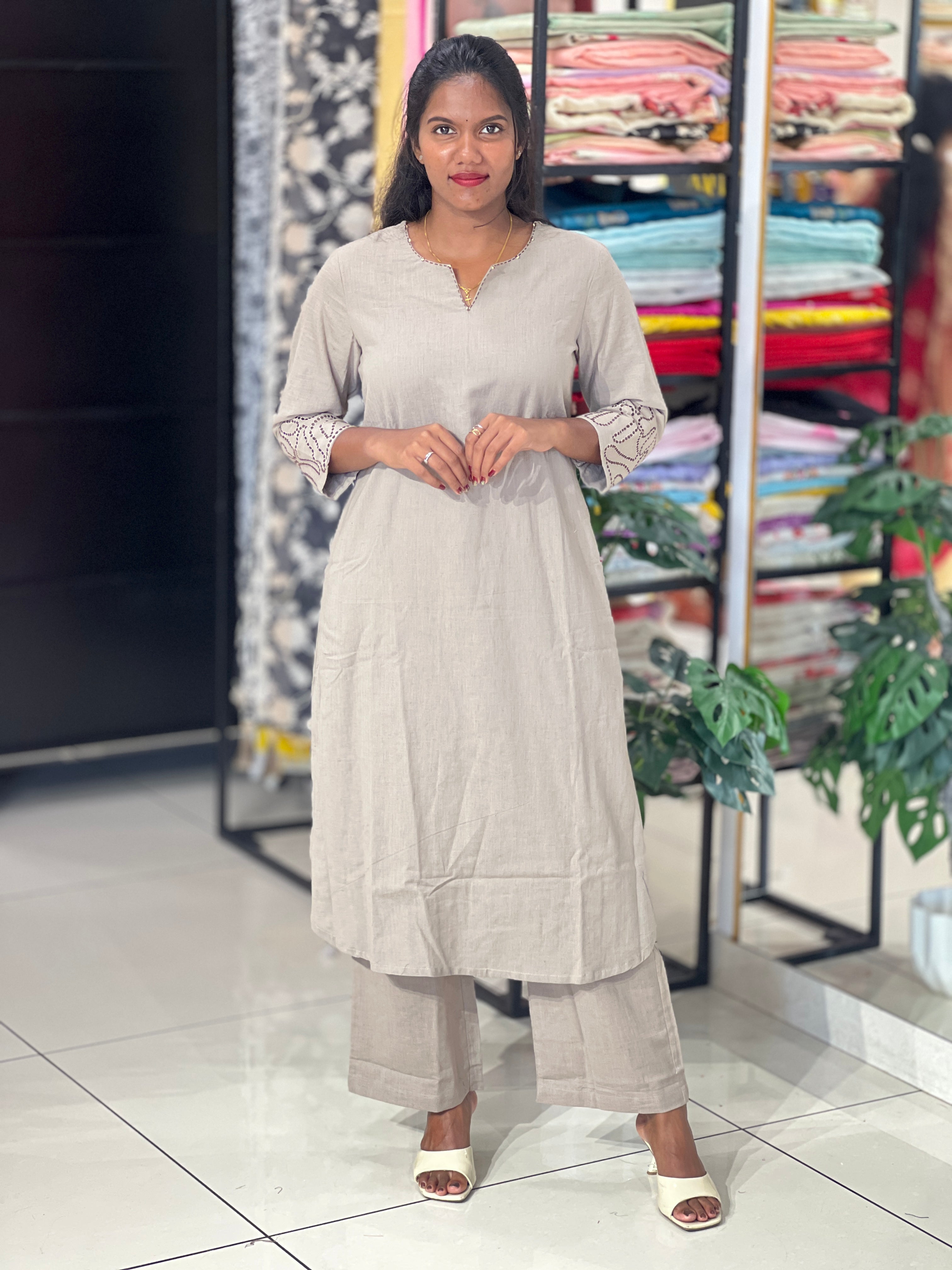 Solid Linen Co-Ord Set  | NCF350