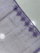Embroidered Pattern Crushed Shimmer Organza Saree  | SBP955