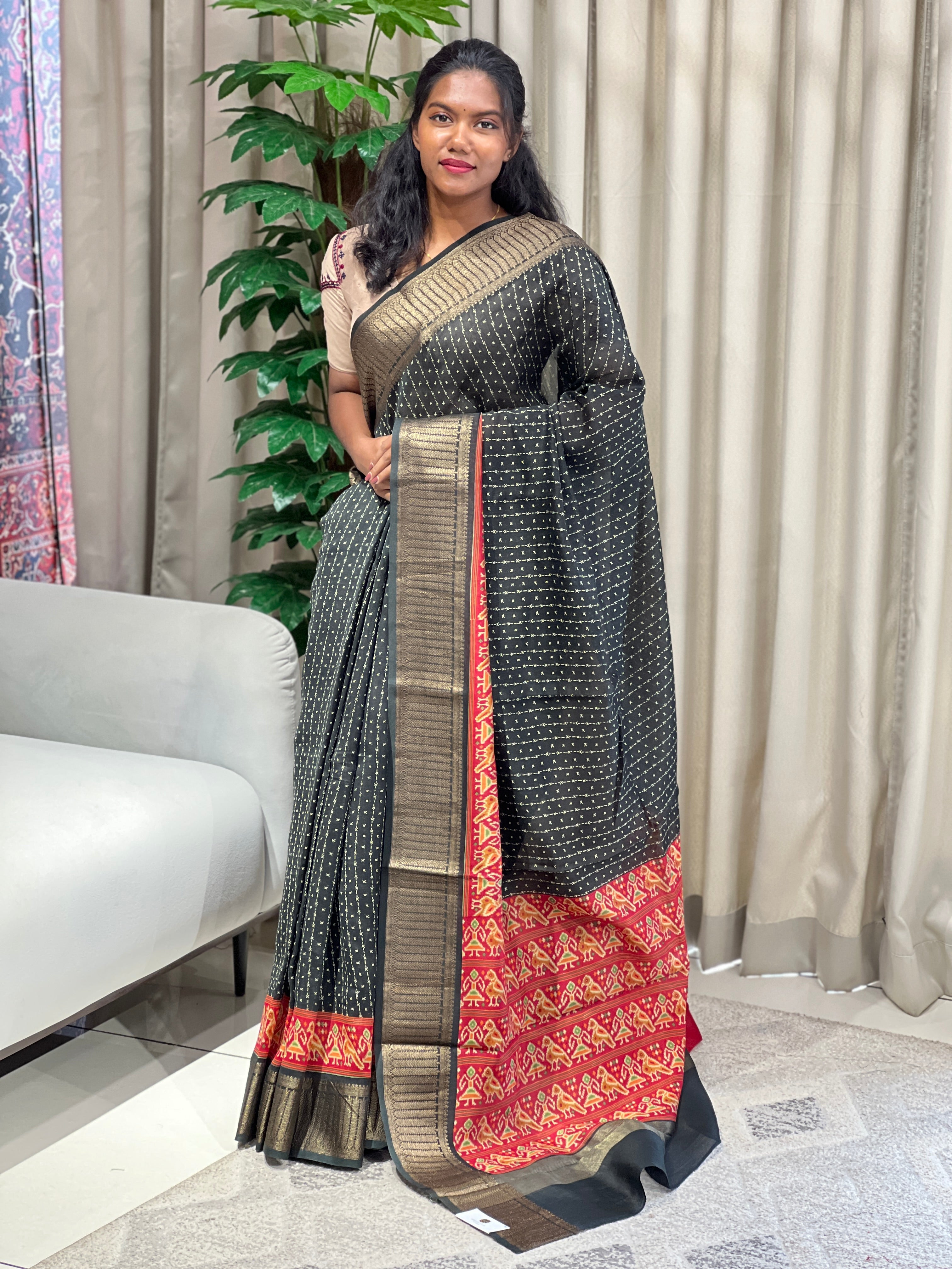 Patola Print With Banarasi Detailed Chanderi Saree | RGD976R