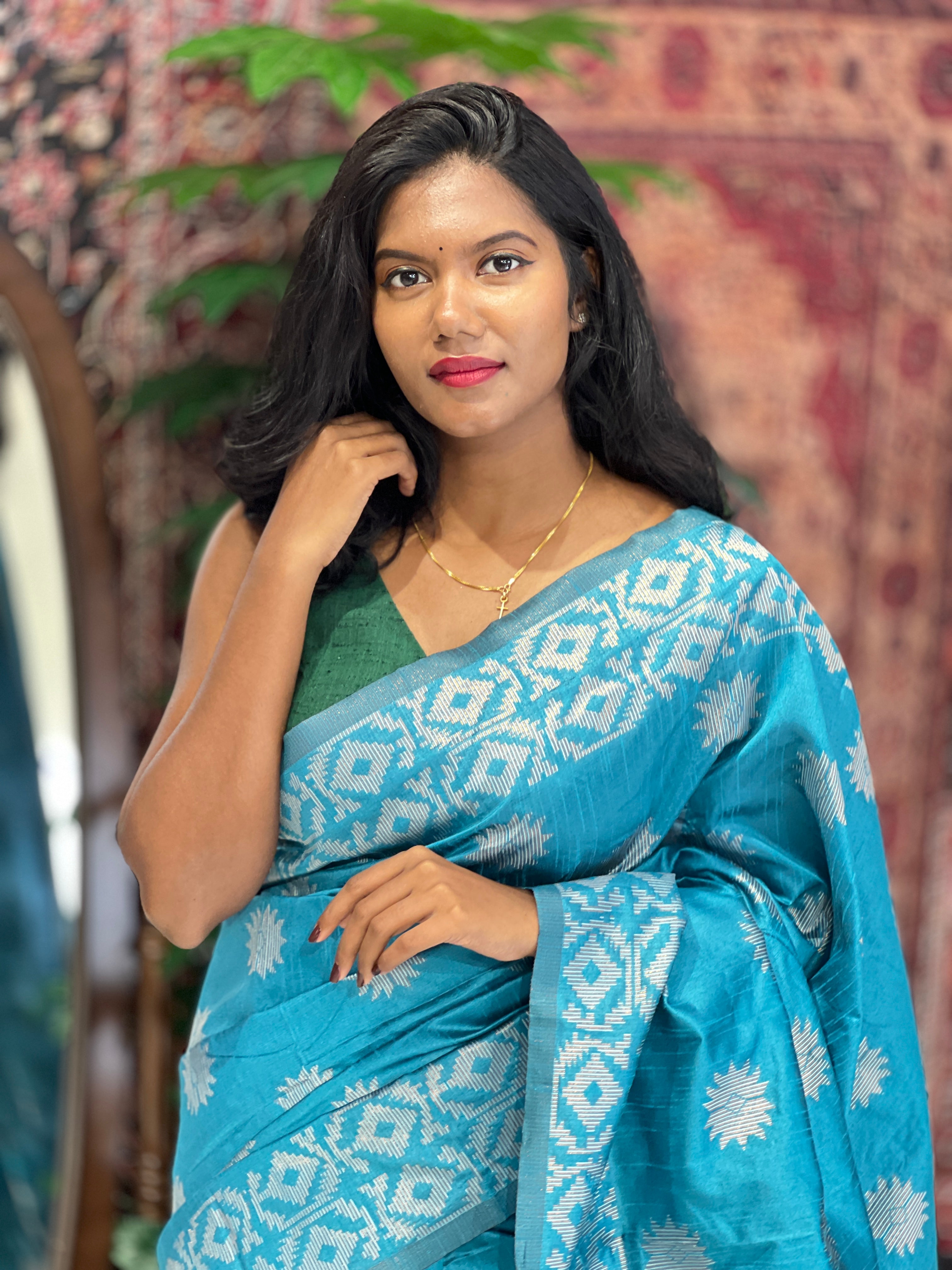 Copper Zari & Thread Weaved Semi Silk Saree | GP122