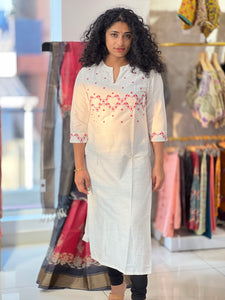 Embroidery Slub Silk Kurta | VS133