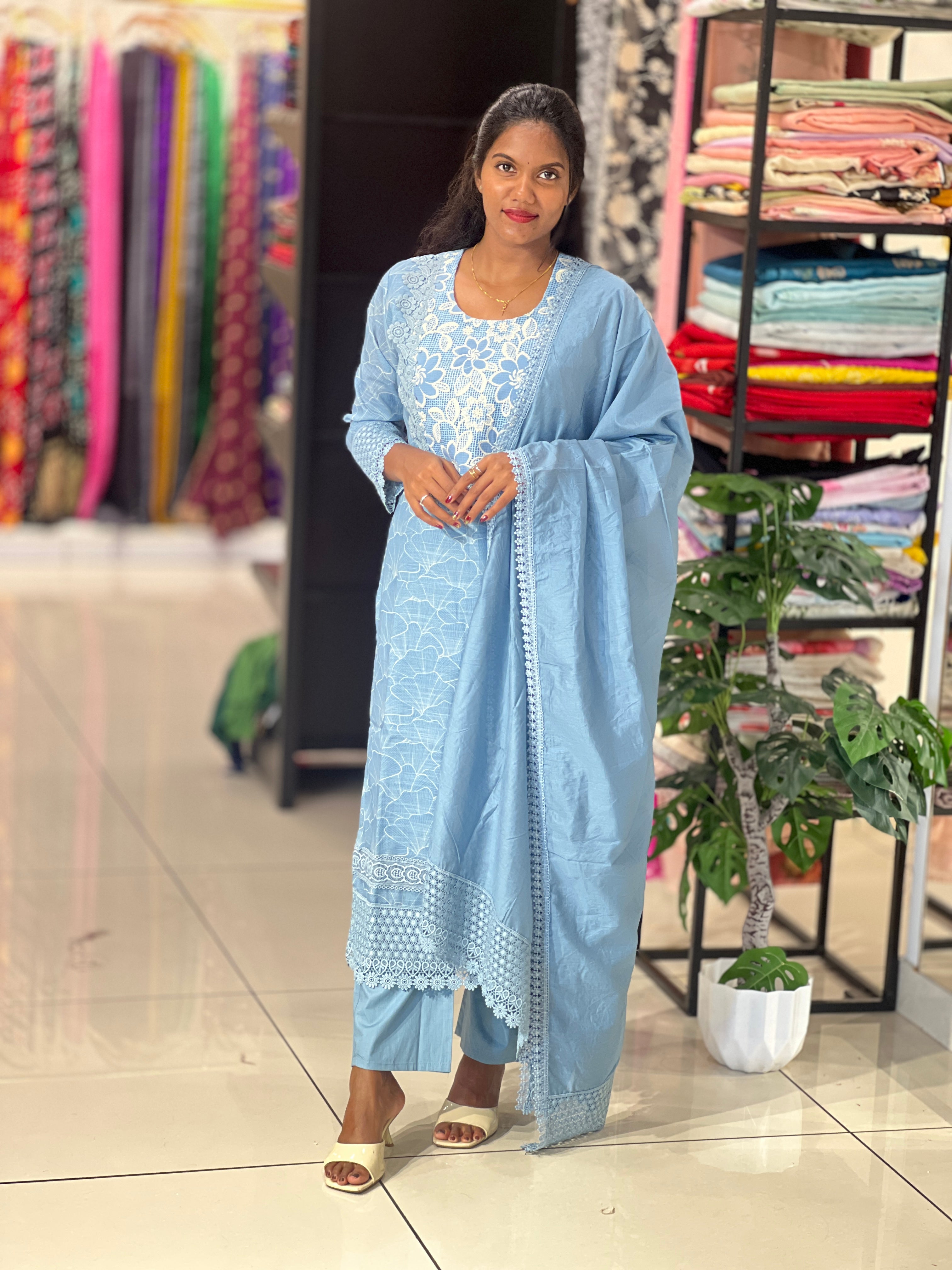 Sublimation Printed Semi Tussar Kurta Set | FW405