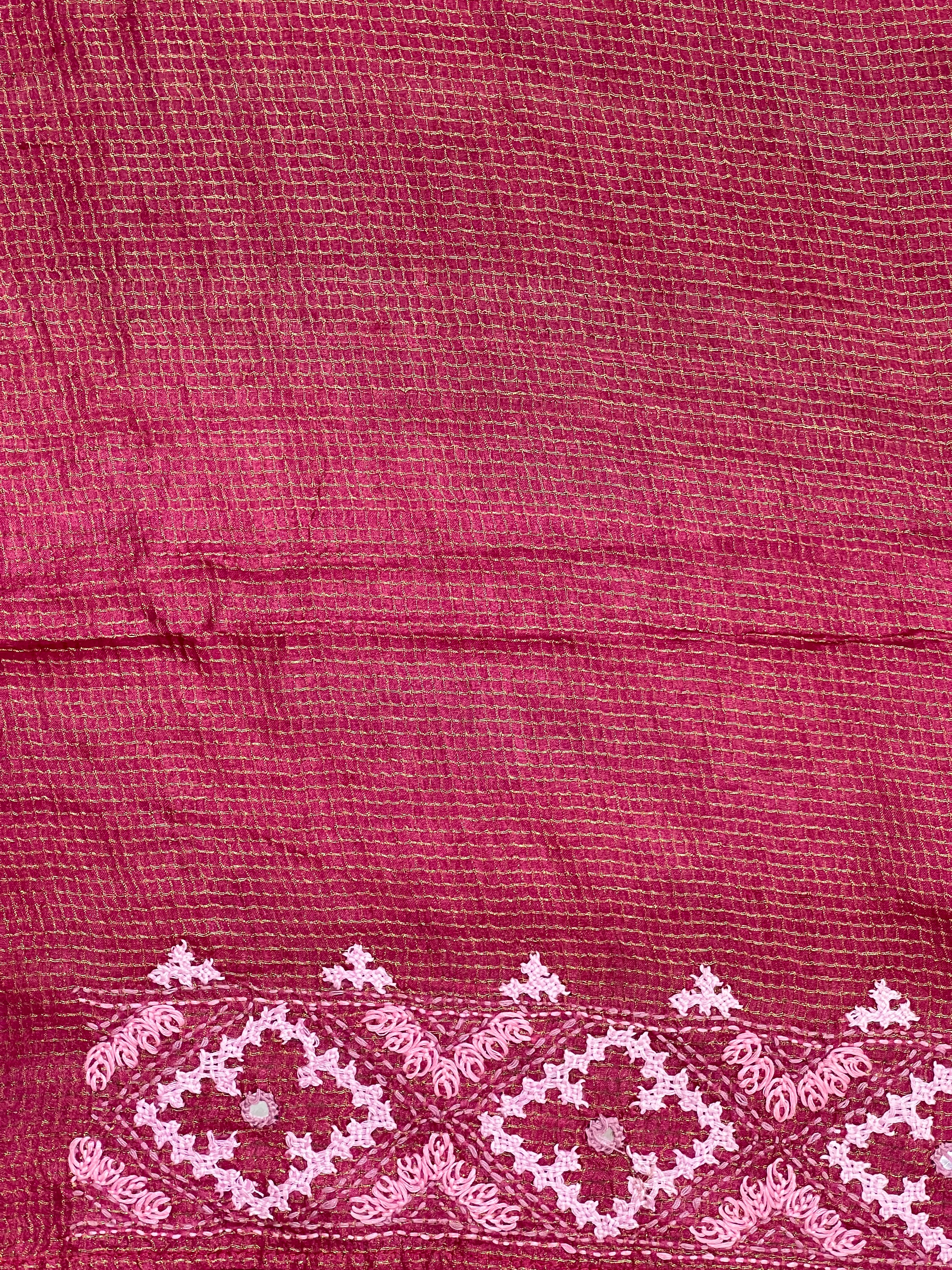 Tissue Check Pattern Tussar Saree | SBS1459