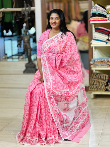 Block Printed Pure Cotton Saree | SF1363