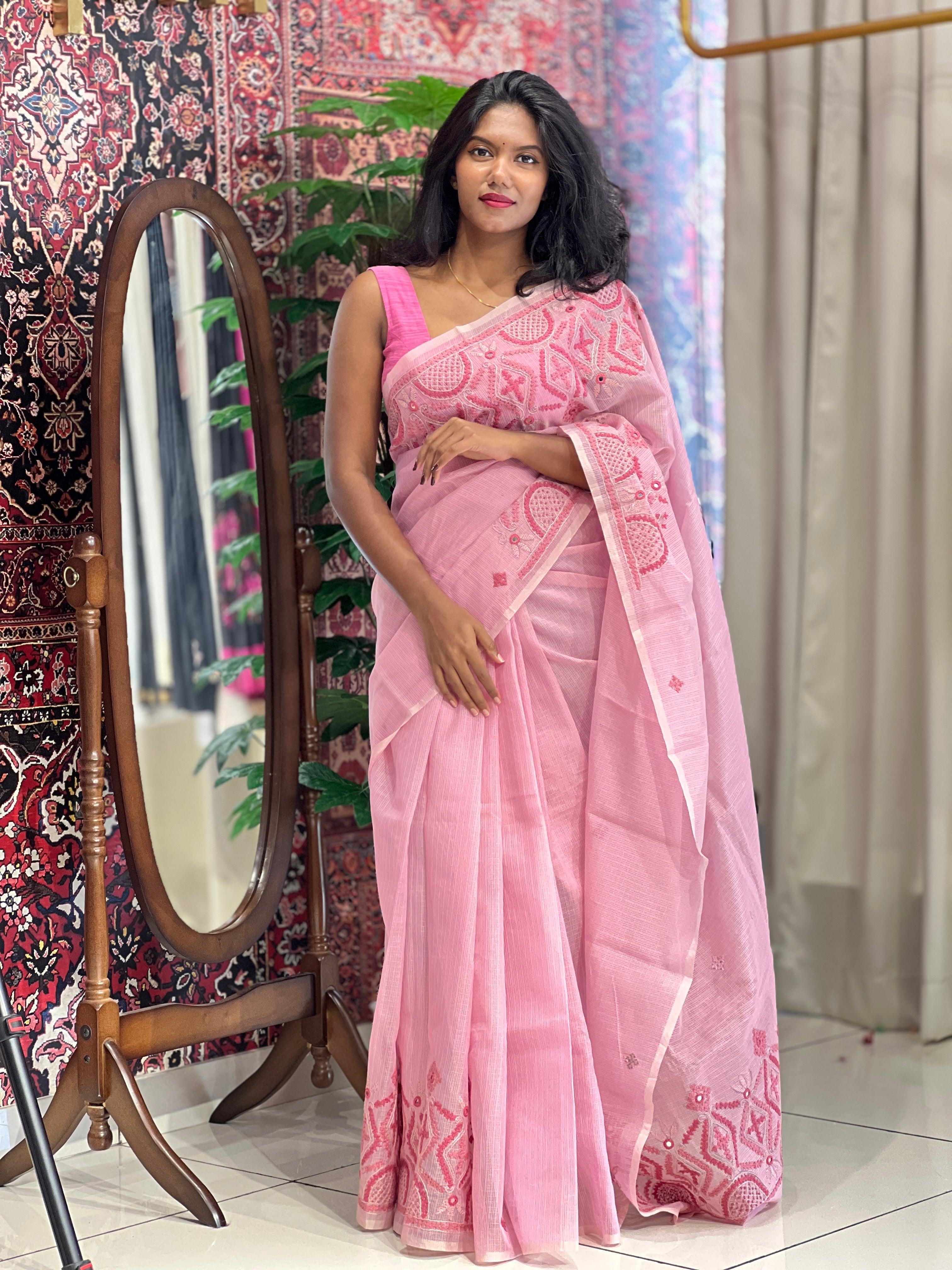 Kutch Work With Mirror Detailed Kota Saree | JSC333