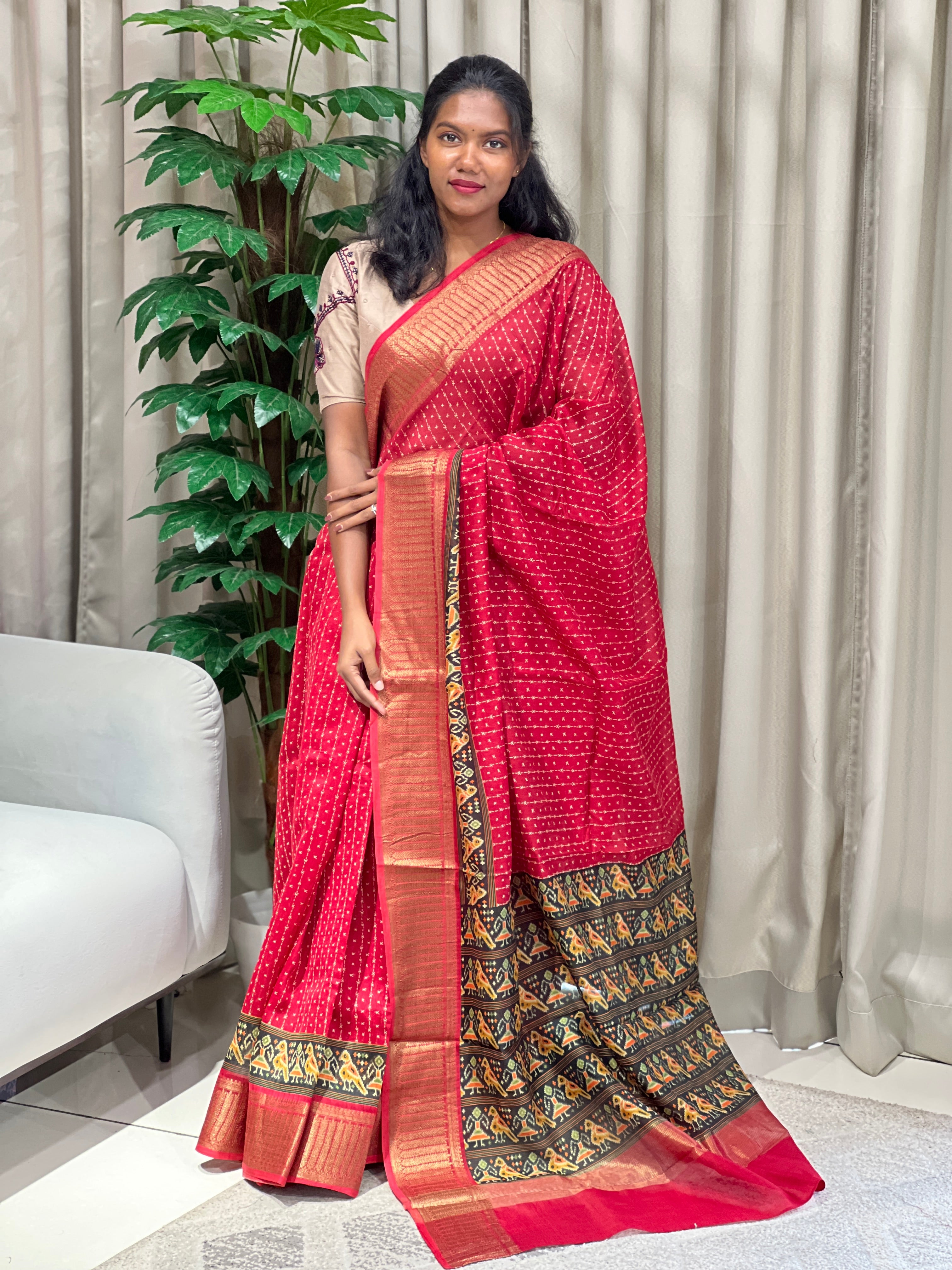 Patola Print With Banarasi Detailed Chanderi Saree | RGD958R
